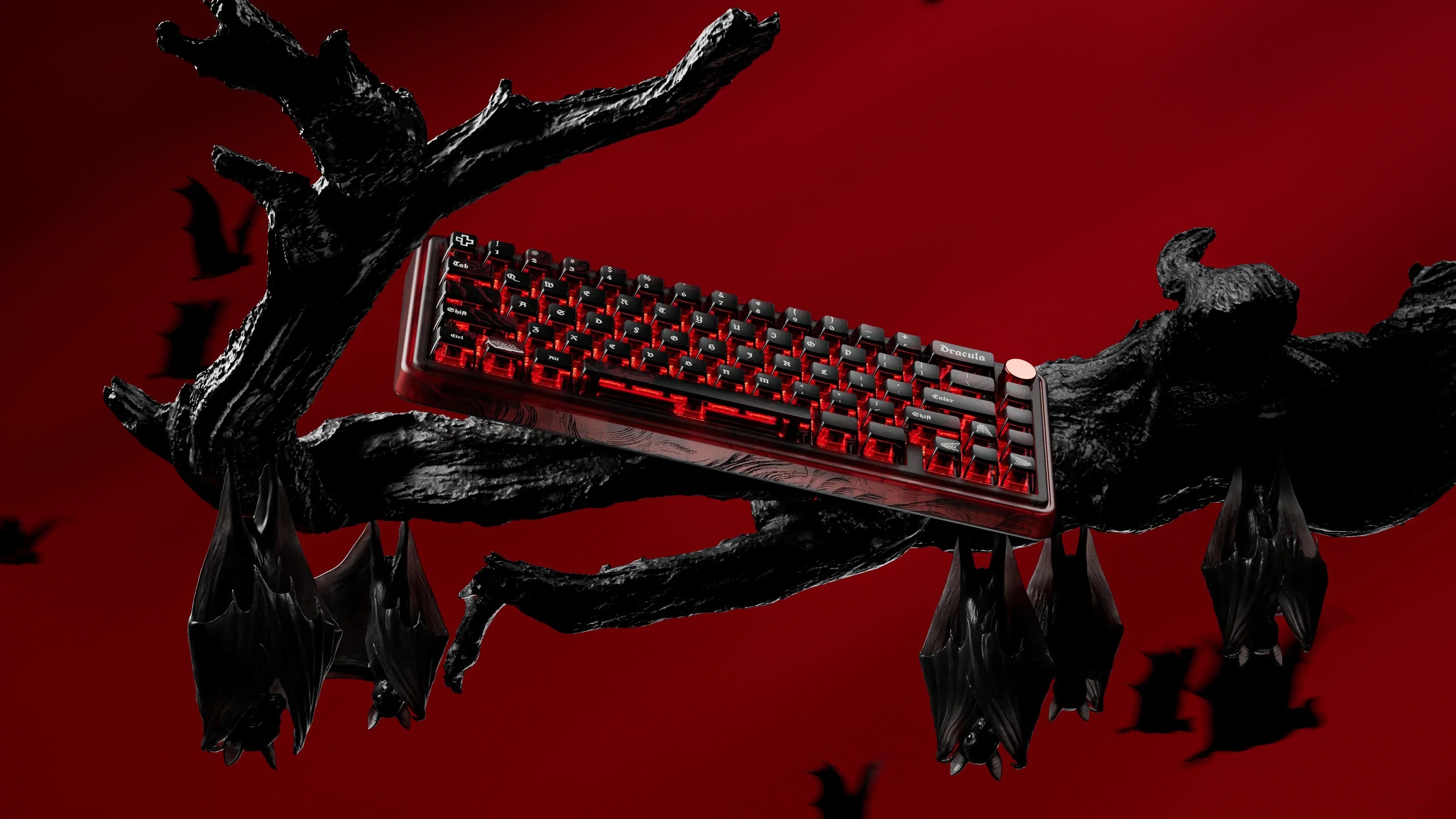 QwertyKey65 Pro Dracula - bezprzewodowa klawiatura mechaniczna gamingowa, Hotswap, RGB, VIA