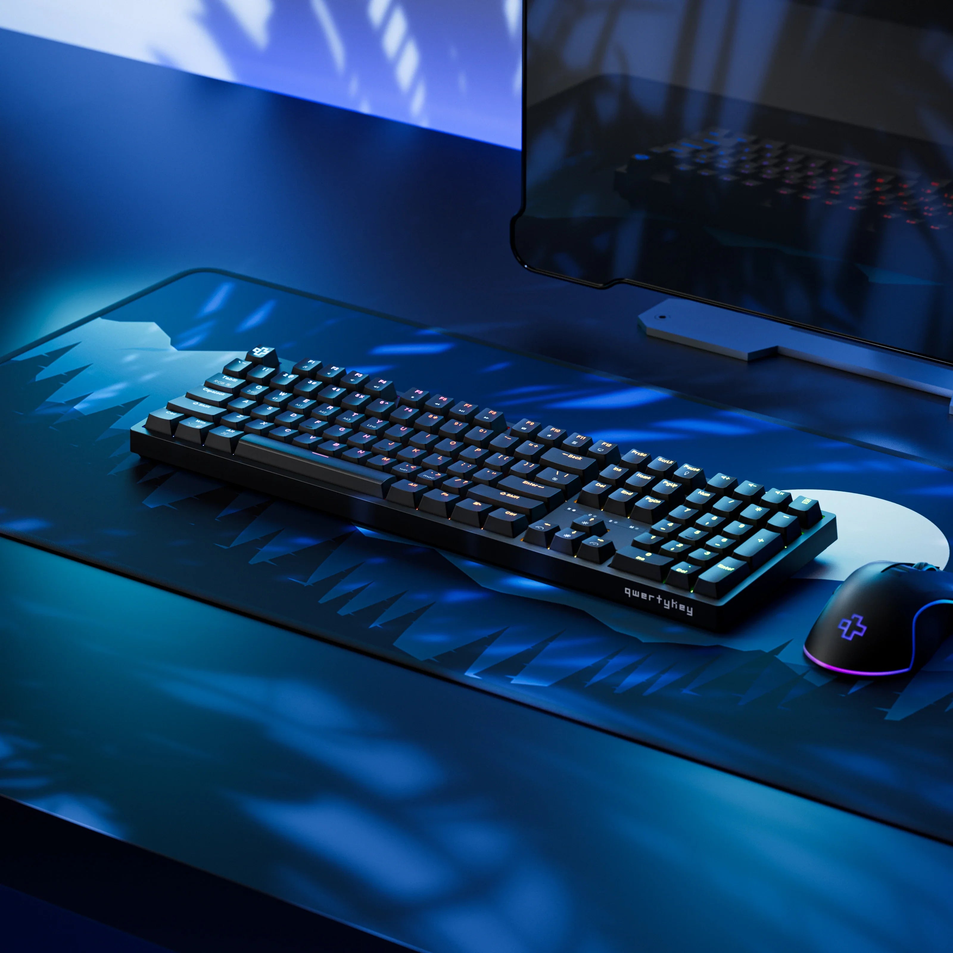 QwertyKey H100, czarna - bezprzewodowa klawiatura mechaniczna gamingowa, Hotswap, RGB
