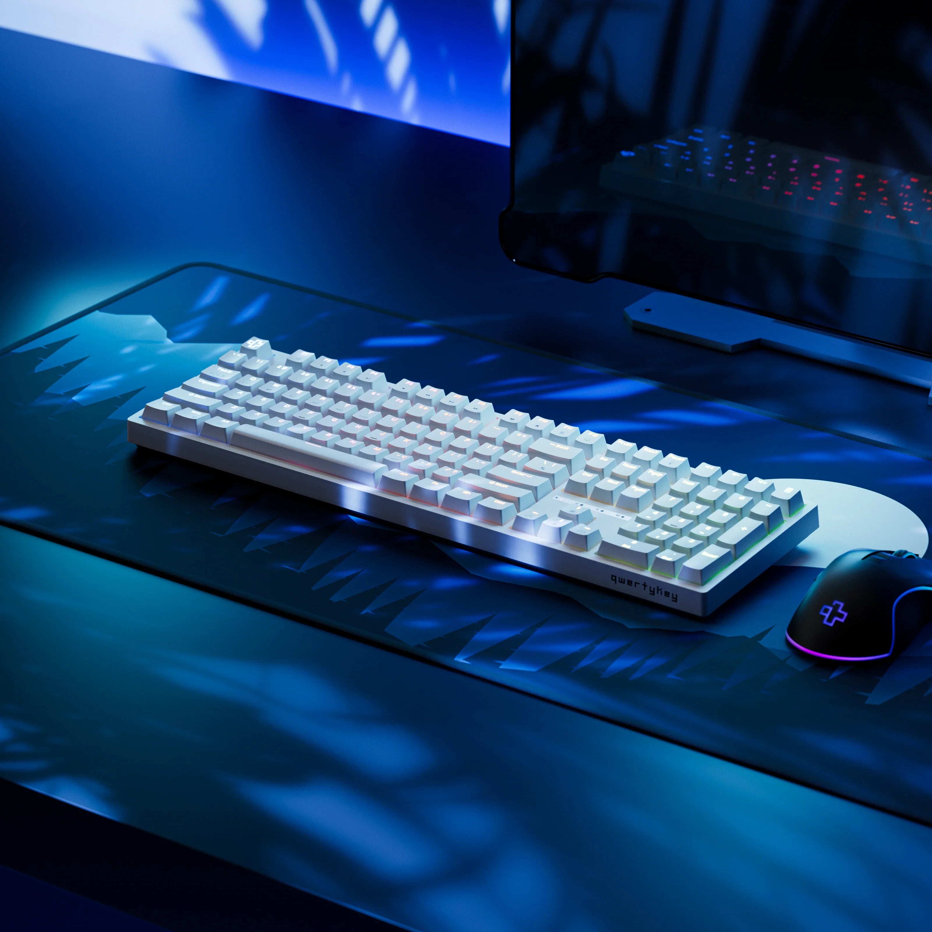 QwertyKey H100, biała - bezprzewodowa klawiatura mechaniczna gamingowa, Hotswap, RGB
