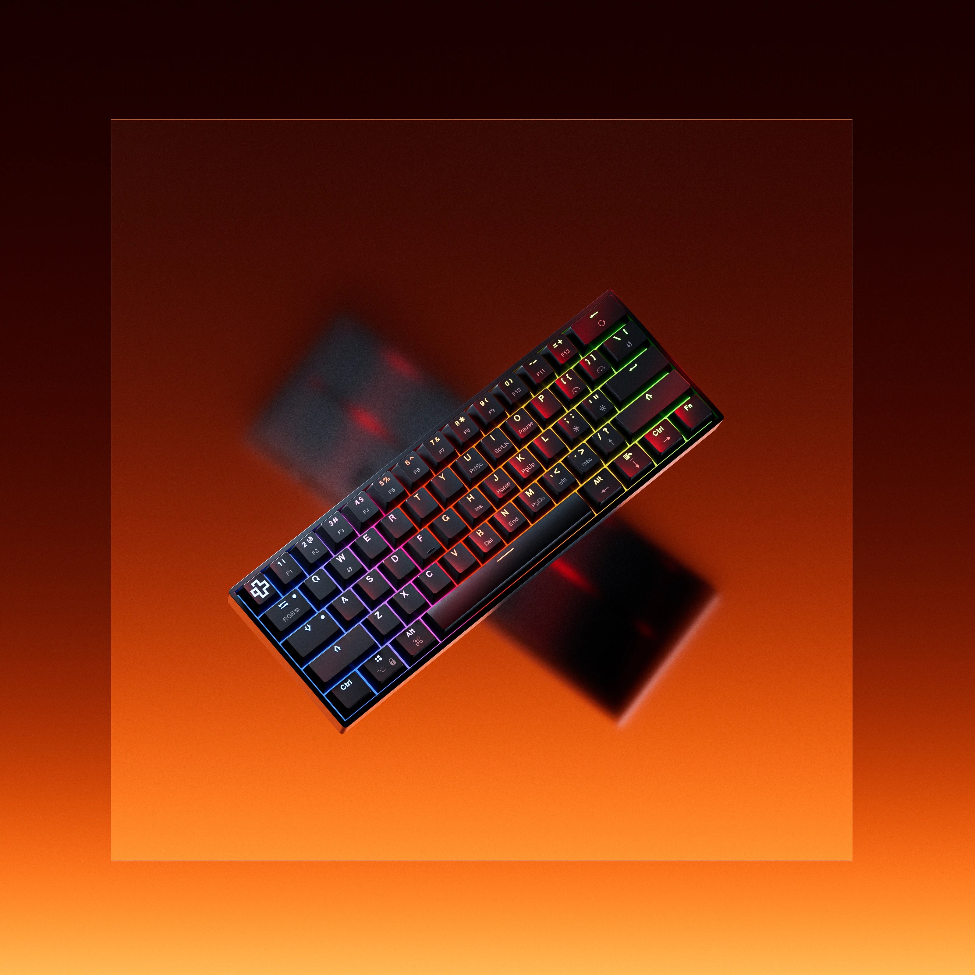 QwertyKey H61 Split, czarna - klawiatura mechaniczna gamingowa, Hotswap, RGB