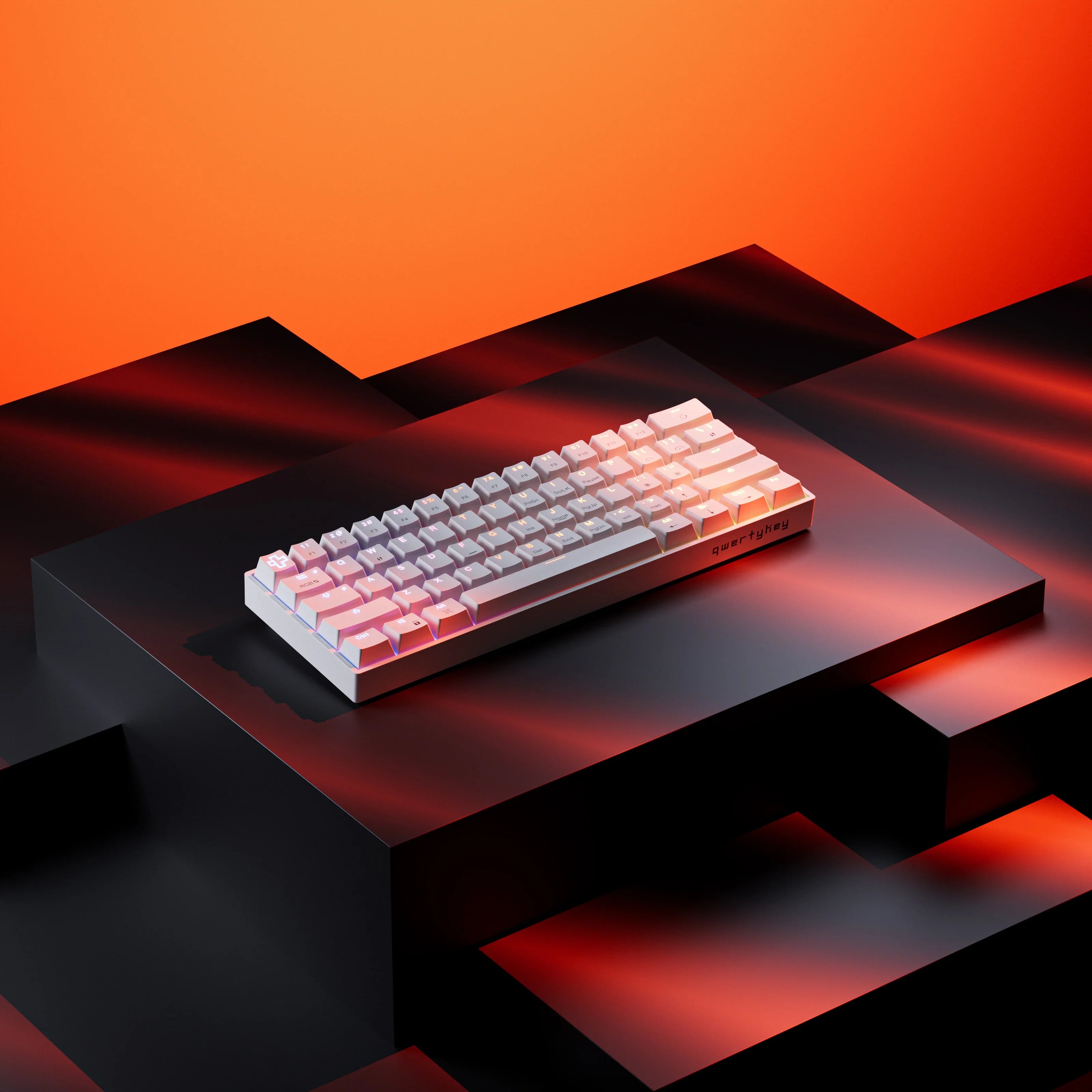 QwertyKey H61 Split, biała - klawiatura mechaniczna gamingowa, Hotswap, RGB