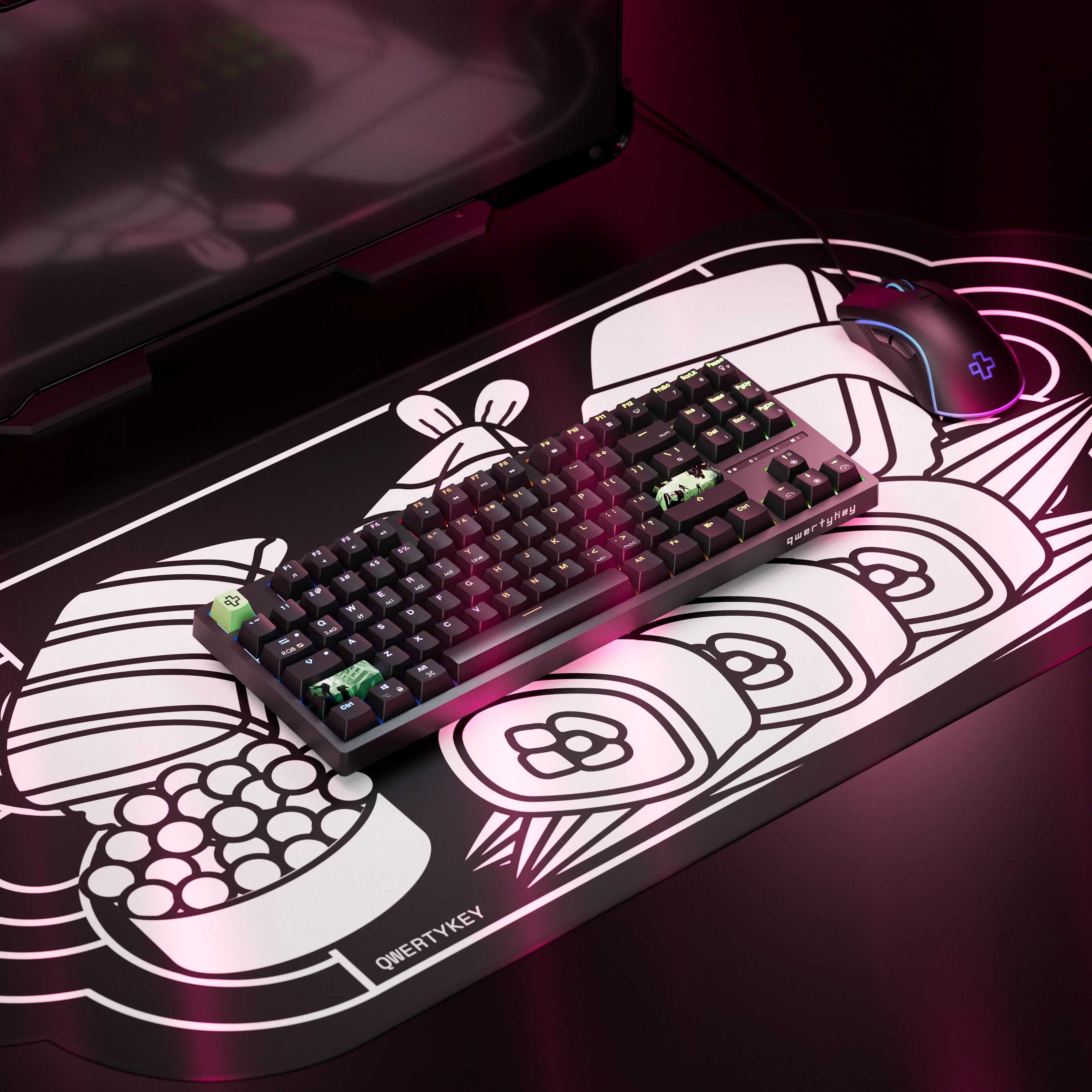 QwertyKey H87, czarna - bezprzewodowa klawiatura mechaniczna gamingowa, Hotswap, RGB