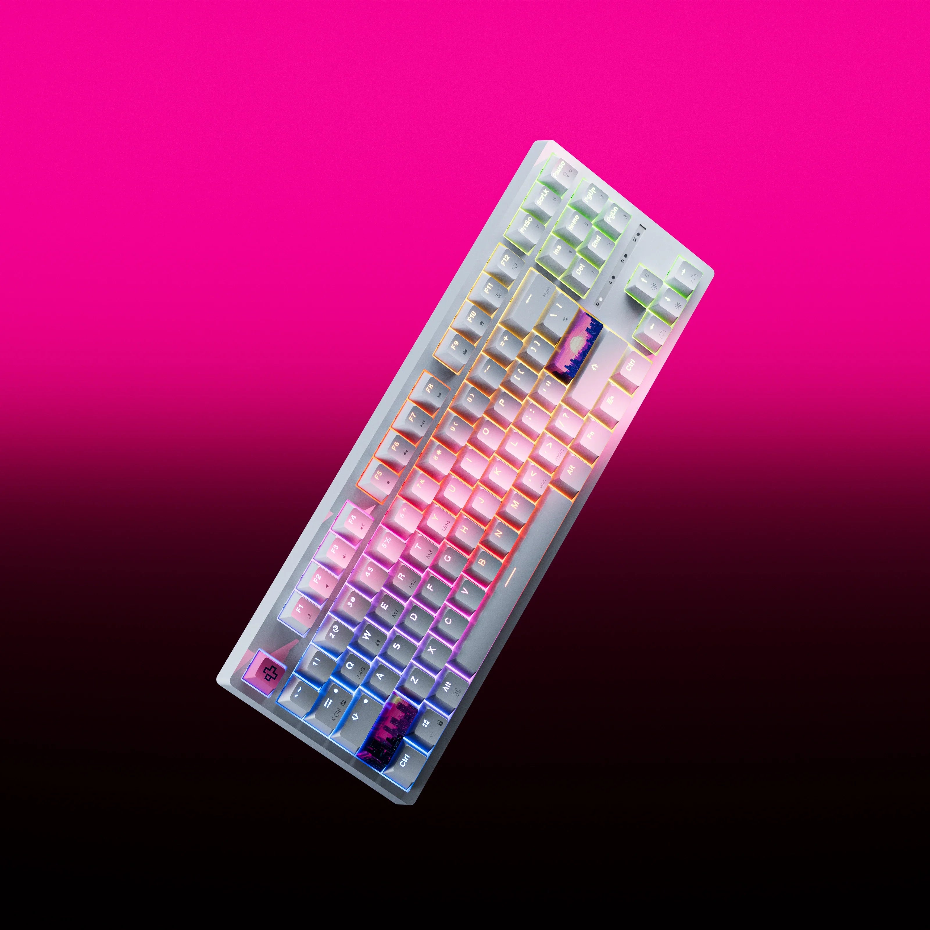 QwertyKey H87, biała - bezprzewodowa klawiatura mechaniczna gamingowa, Hotswap, RGB