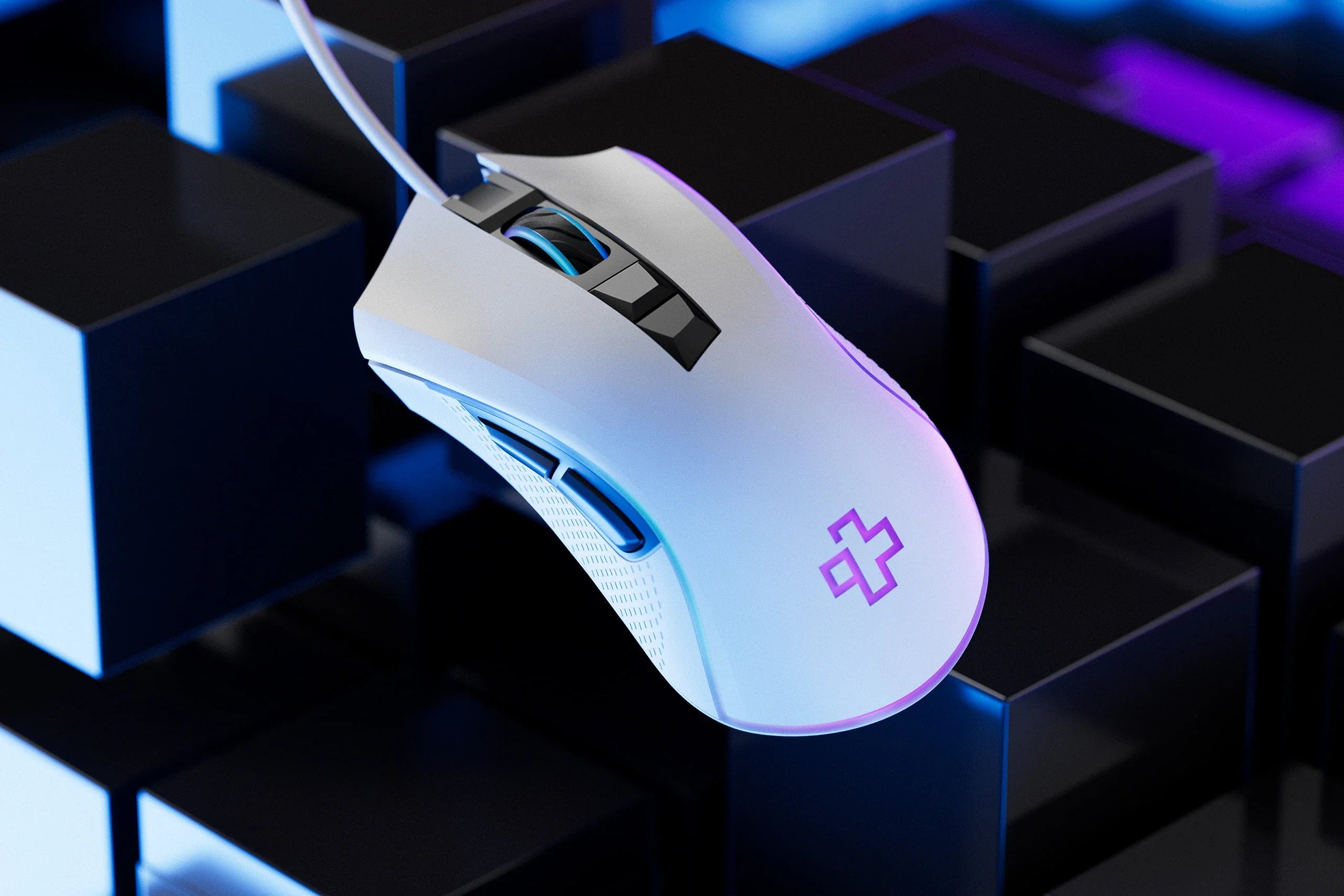 mysz Gaming QwertyKey Forge biała, RGB, 12.000 DPI, z oprogramowaniem