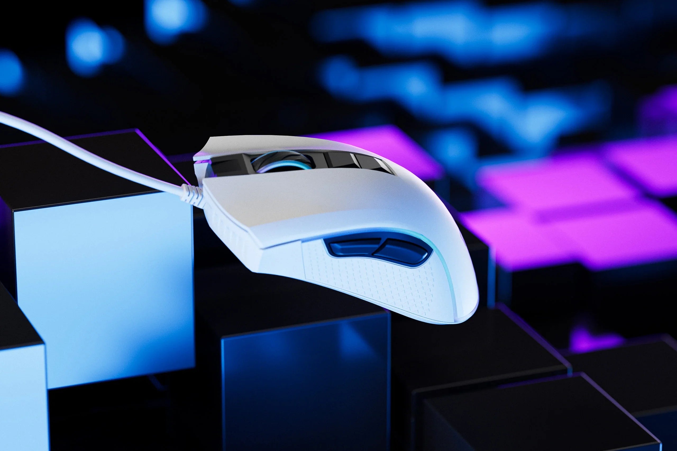 mysz Gaming QwertyKey Forge biała, RGB, 12.000 DPI, z oprogramowaniem