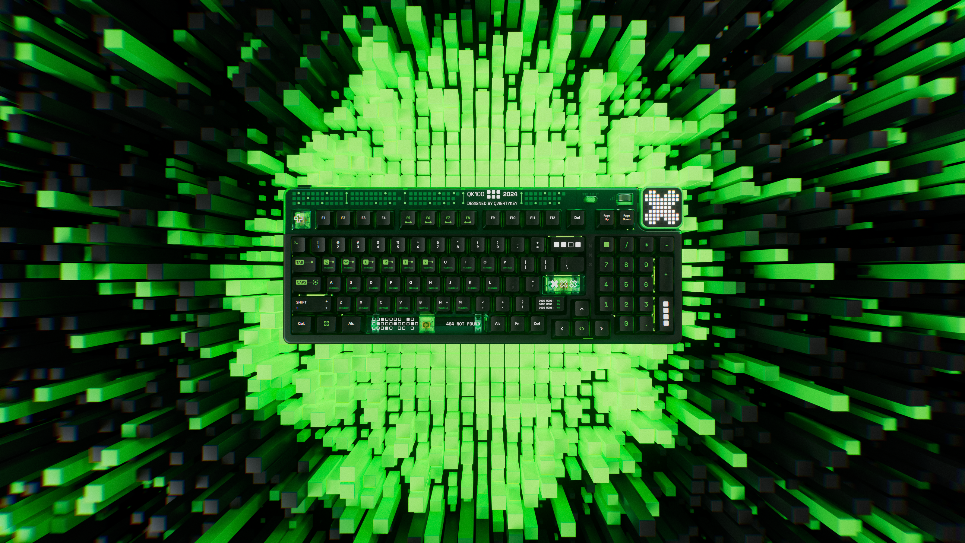 QwertyKey100 Matrix - bezprzewodowa klawiatura mechaniczna gamingowa, Hotswap, RGB, gasket mount, z ekranem
