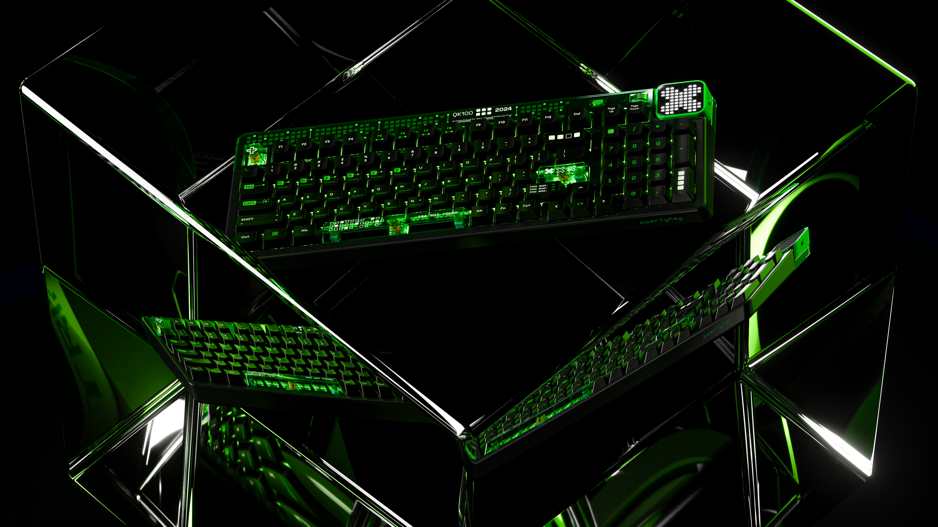 QwertyKey100 Matrix - bezprzewodowa klawiatura mechaniczna gamingowa, Hotswap, RGB, gasket mount, z ekranem