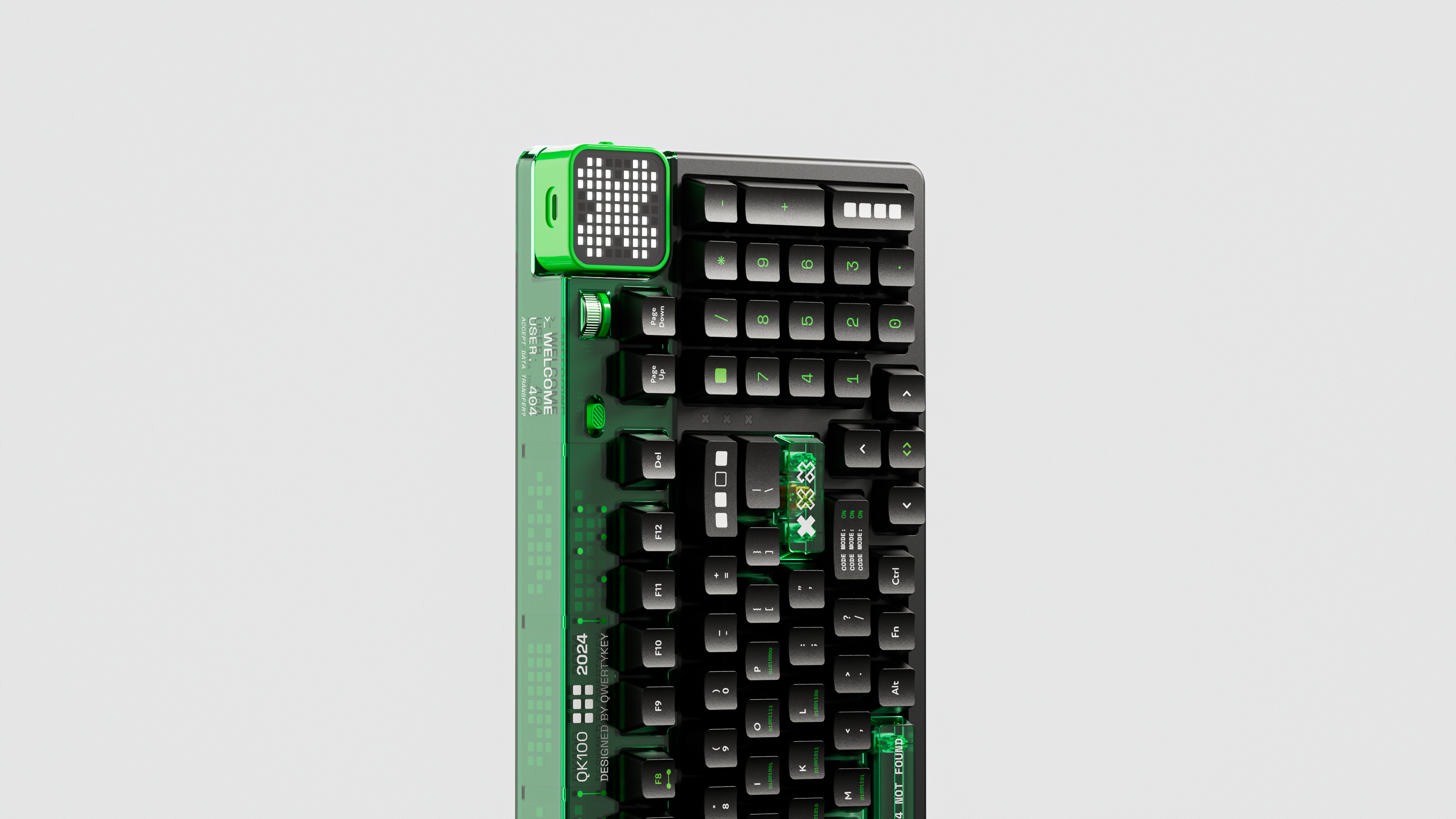 QwertyKey100 Matrix - bezprzewodowa klawiatura mechaniczna gamingowa, Hotswap, RGB, gasket mount, z ekranem