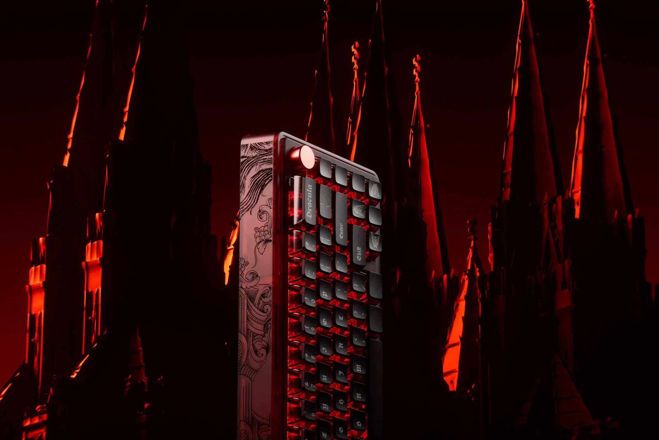 QwertyKey65 Pro Dracula - bezprzewodowa klawiatura mechaniczna gamingowa, Hotswap, RGB, VIA