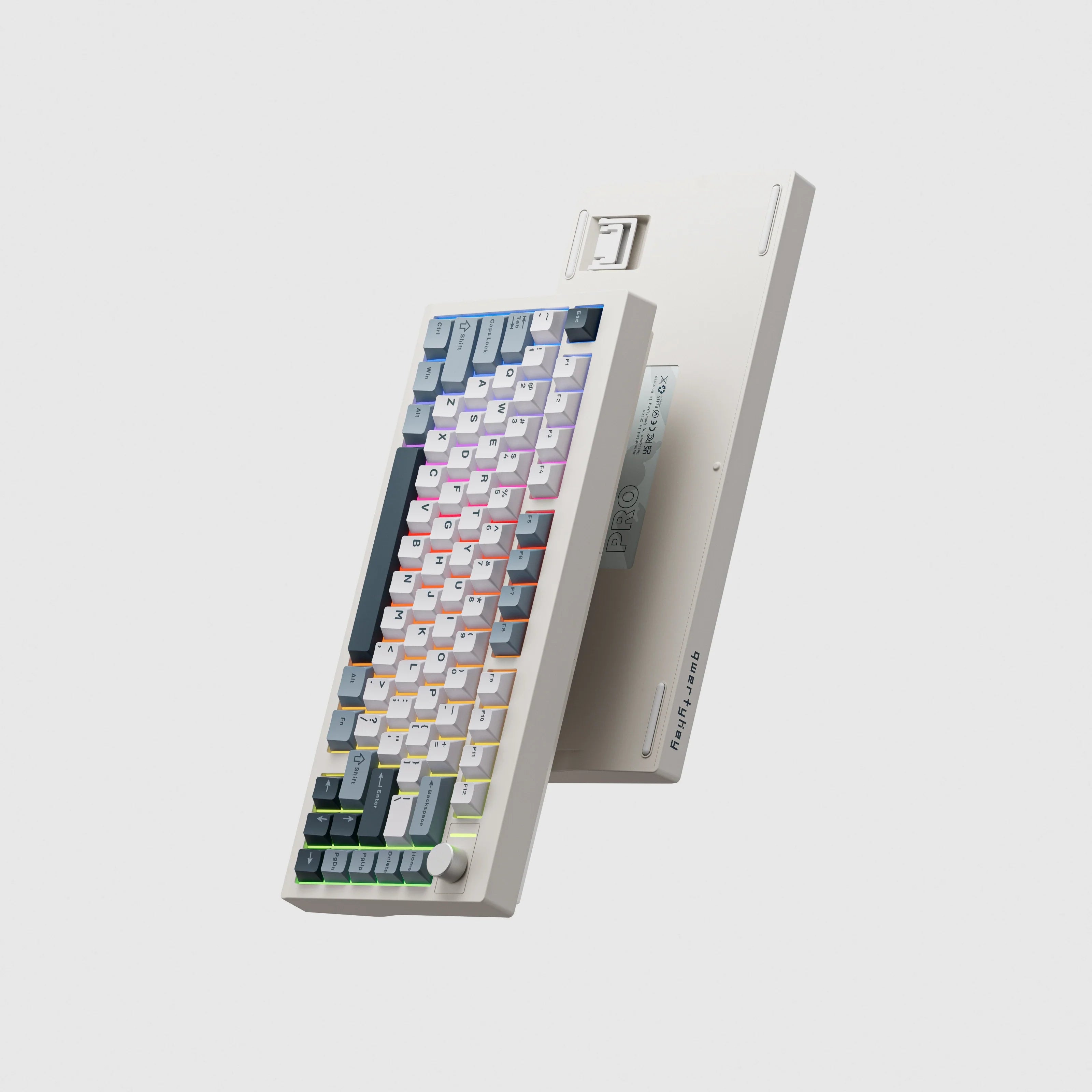 QwertyKey75 Pro V2 biała Web Software - bezprzewodowa klawiatura mechaniczna gamingowa, Hotswap, RGB, gasket mount
