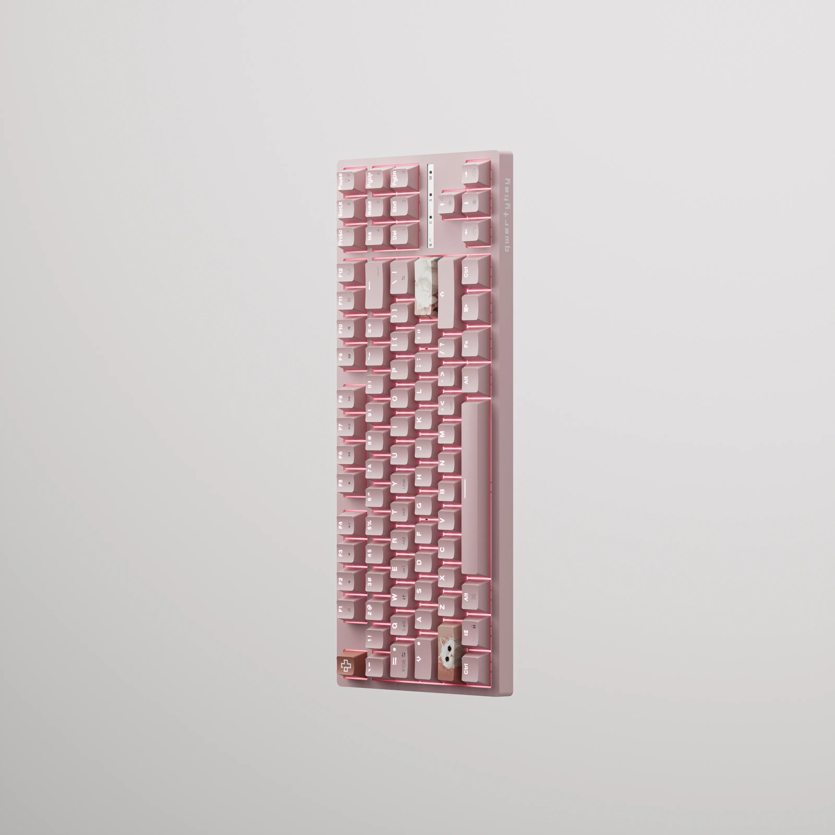 QwertyKey H87, różowa - bezprzewodowa klawiatura mechaniczna gamingowa, Hotswap, RGB