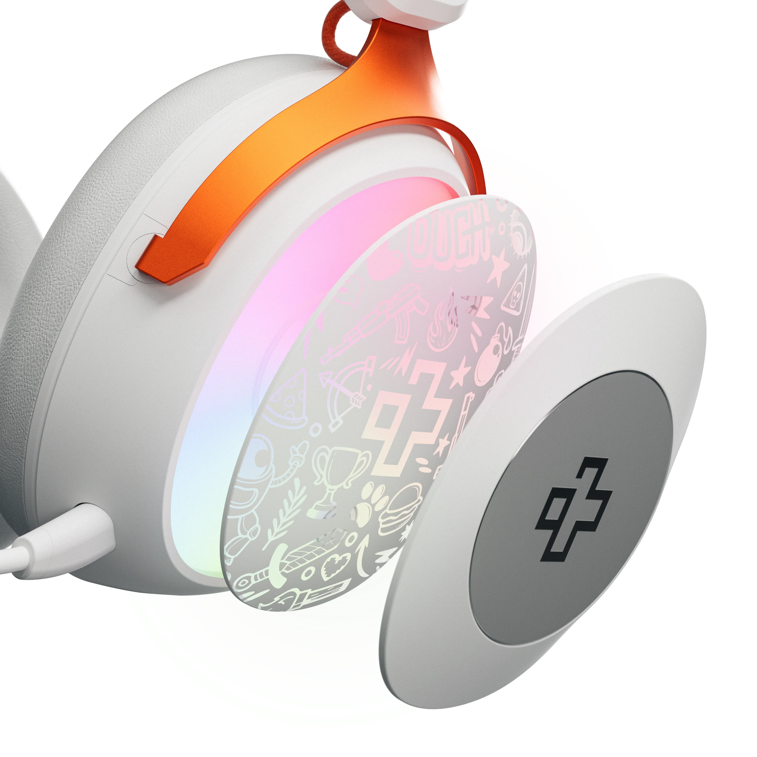 Słuchawki gamingowe bezprzewodowe QwertyKey Pulse białe, Trio Mode, RGB, z oprogramowaniem, mikrofon z redukcją szumów AI