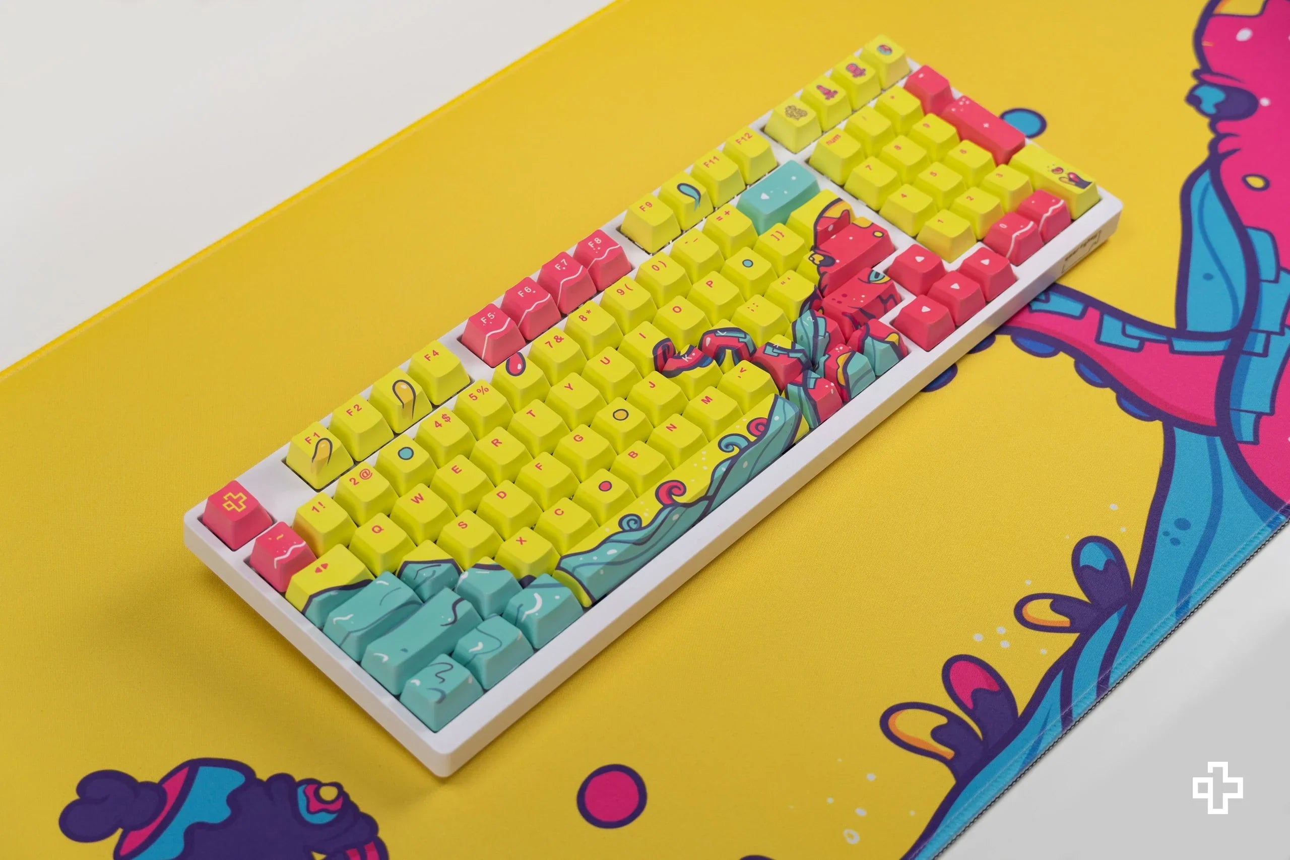 Zestaw keycapów QwertyKey Octopus żółty profil OEM materiał PBT