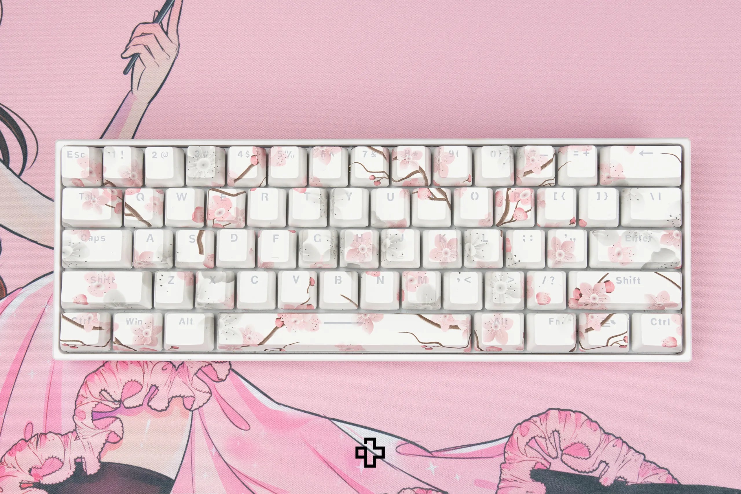 Zestaw keycapów Sakura prześwitujące profil OEM materiał ABS double shot