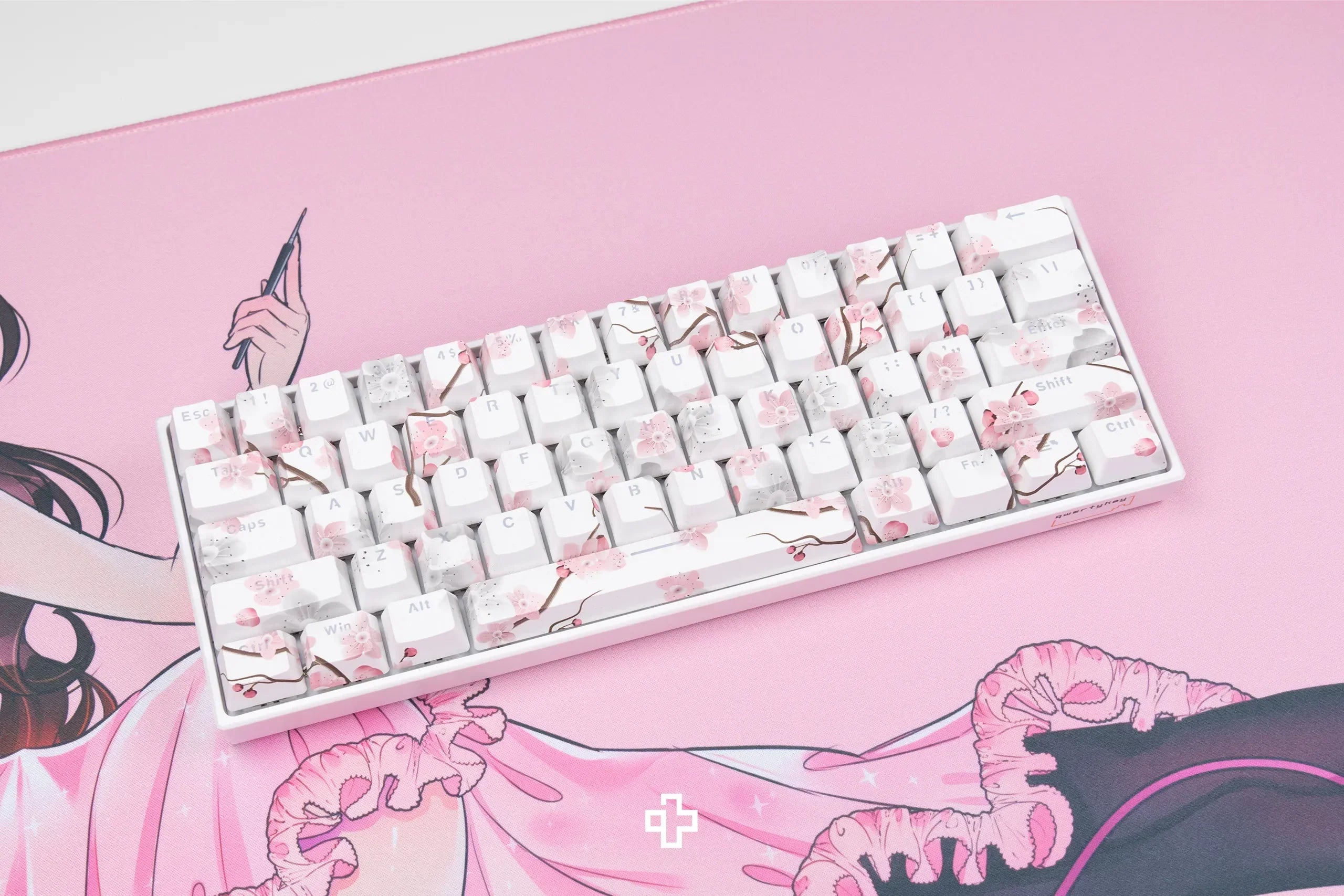 Zestaw keycapów Sakura prześwitujące profil OEM materiał ABS double shot