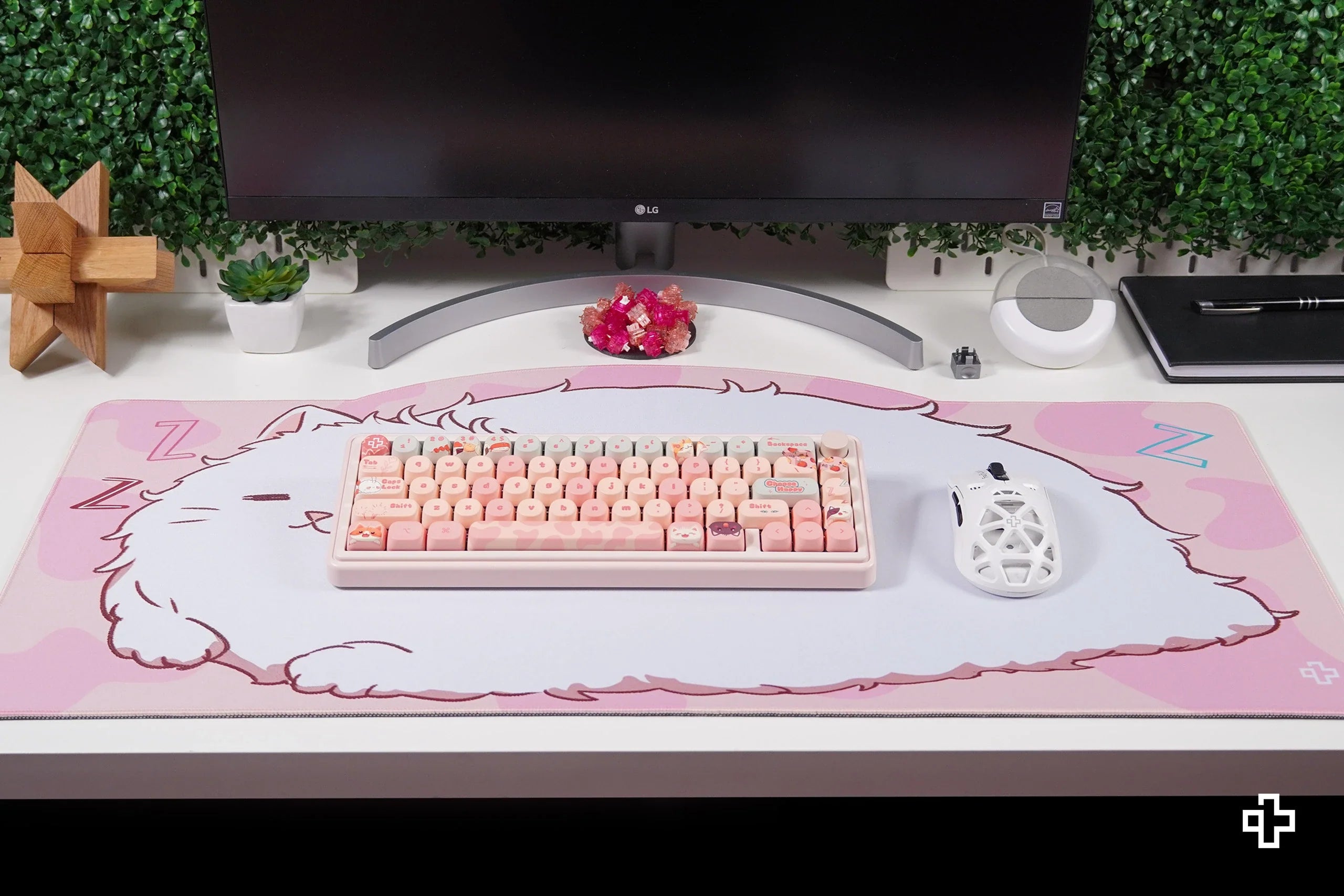 Deskmat / podkładka pod mysz QwertyKey Bliss Cat 4 mm obszyte krawędzie