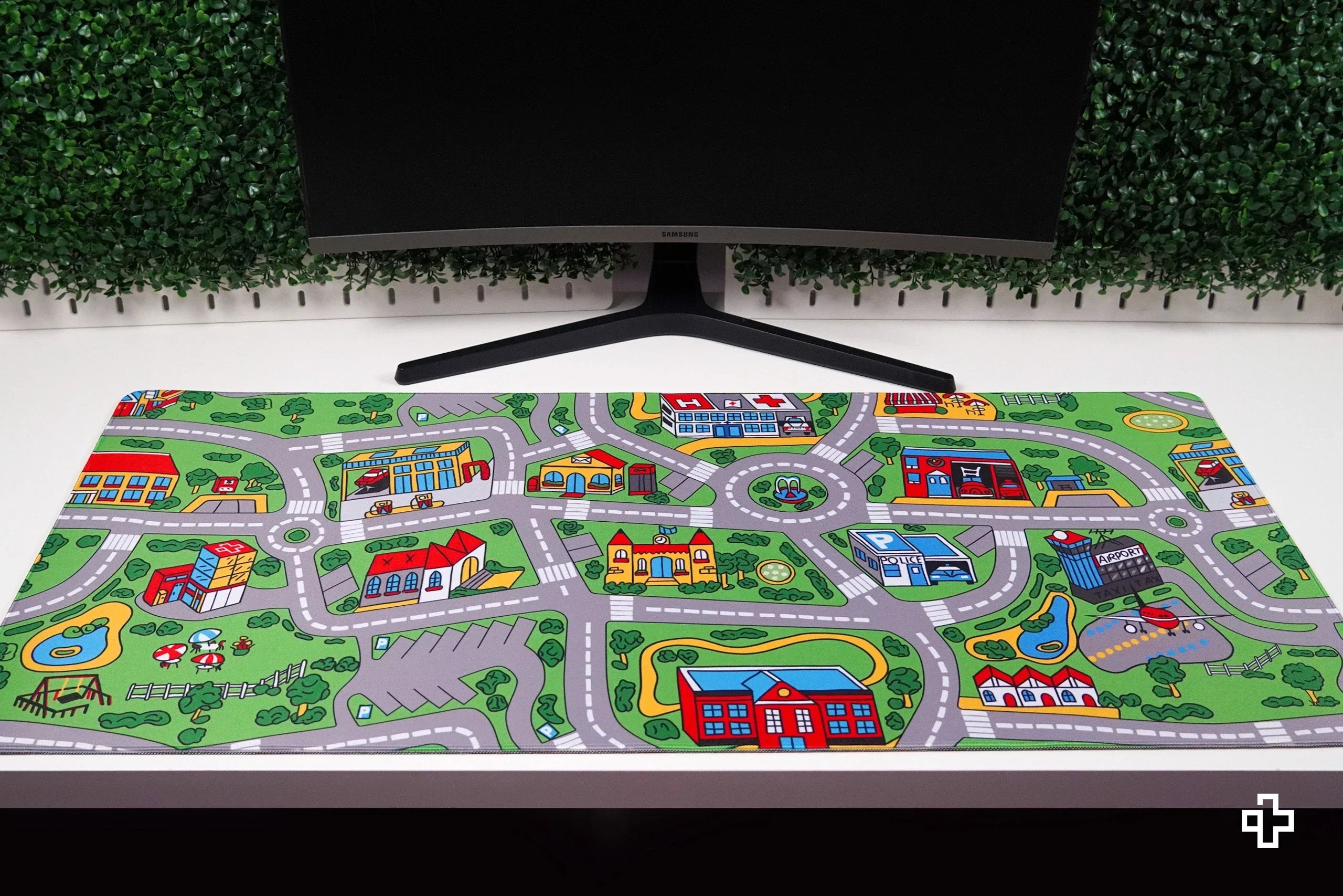 Deskmat / podkładka pod mysz QwertyKey Nostalgia Busy Town 4 mm obszyte krawędzie