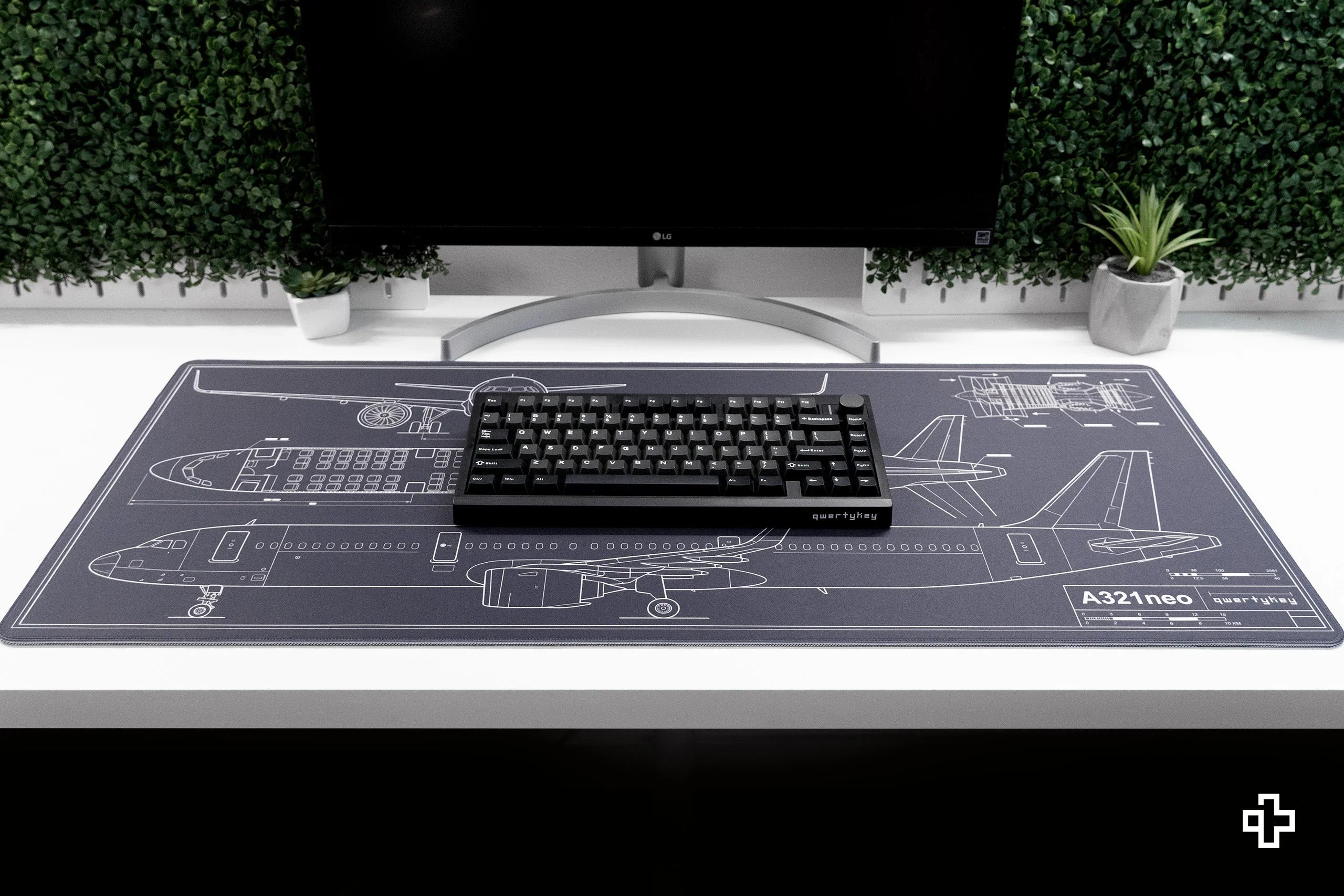 Deskmat / podkładka pod mysz Plane Blueprint, 4 mm, obszyte krawędzie