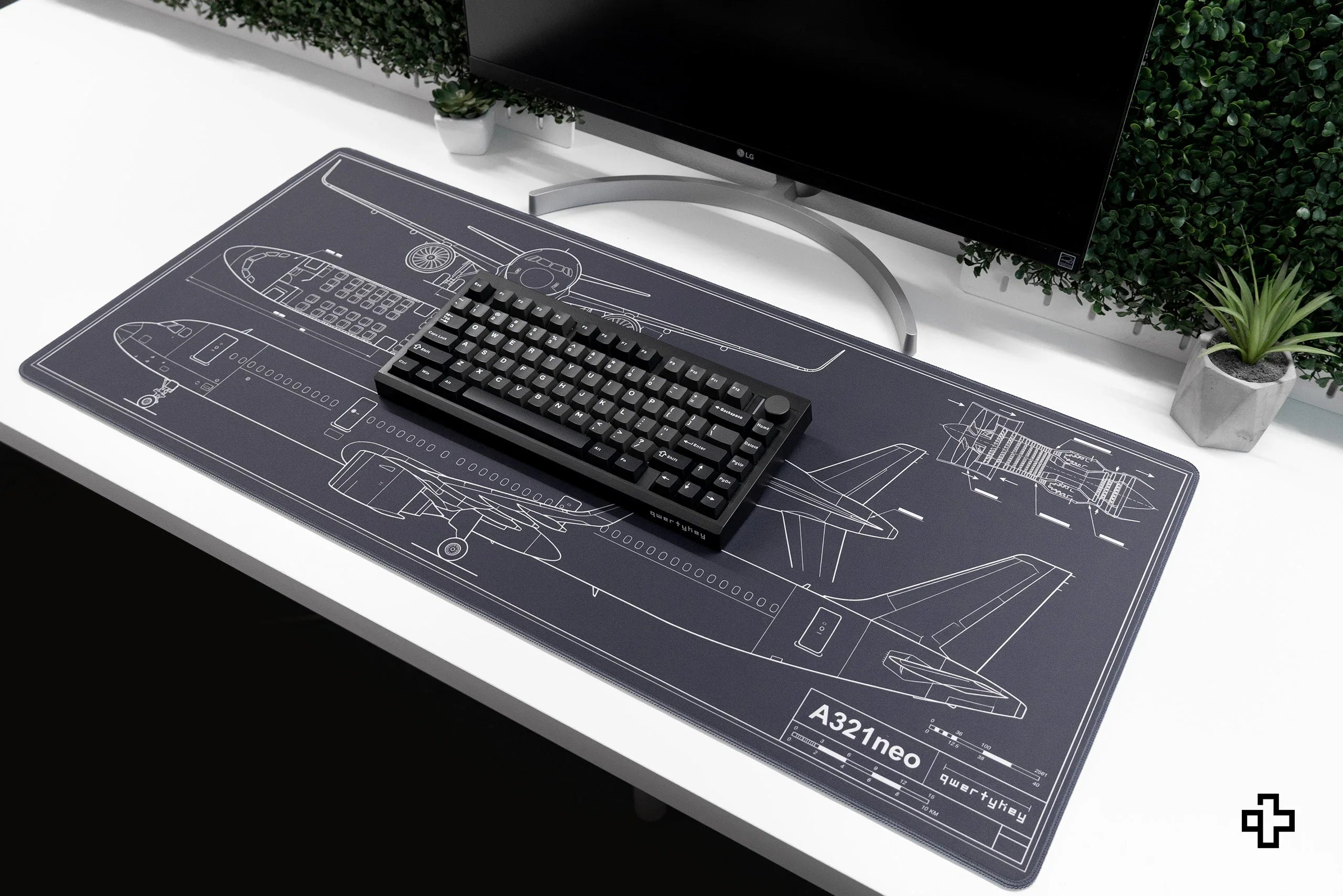 Deskmat / podkładka pod mysz Plane Blueprint, 4 mm, obszyte krawędzie