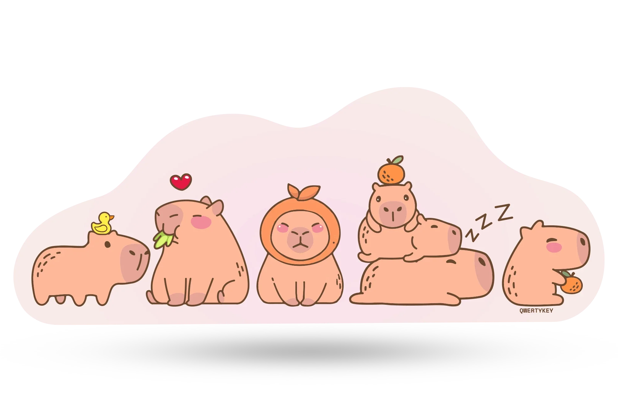 Deskmat / podkładka pod mysz QwertyKey Capybara 4 mm obszyte krawędzie