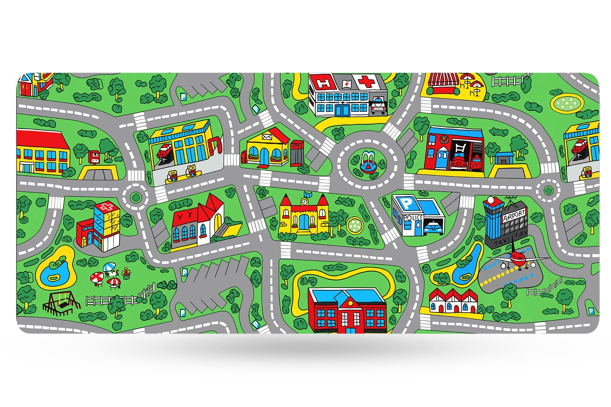 Deskmat / podkładka pod mysz QwertyKey Nostalgia Busy Town 4 mm obszyte krawędzie