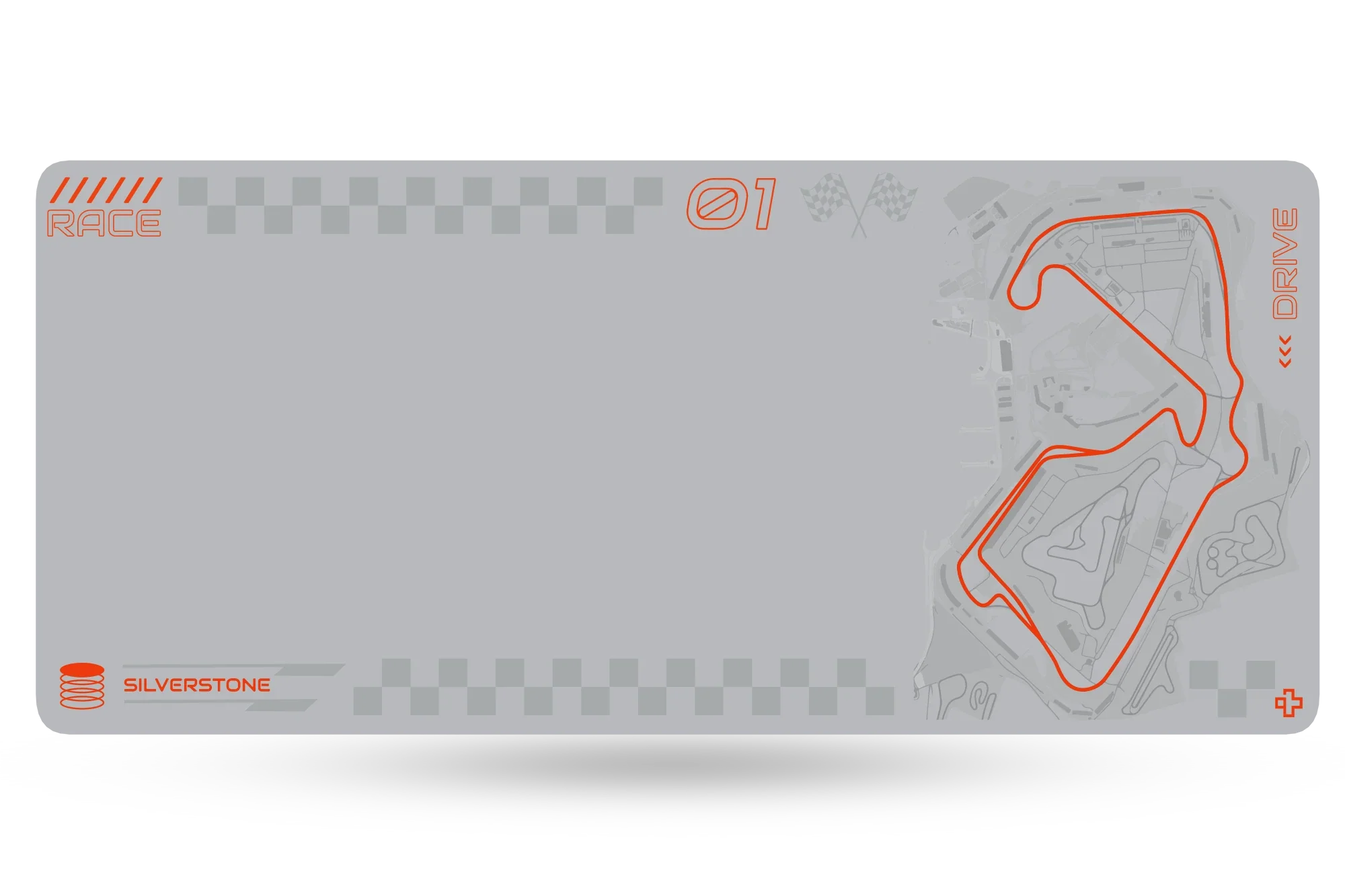 Deskmat / podkładka pod mysz Formula Silver Circuit, 4 mm, obszyte krawędzie