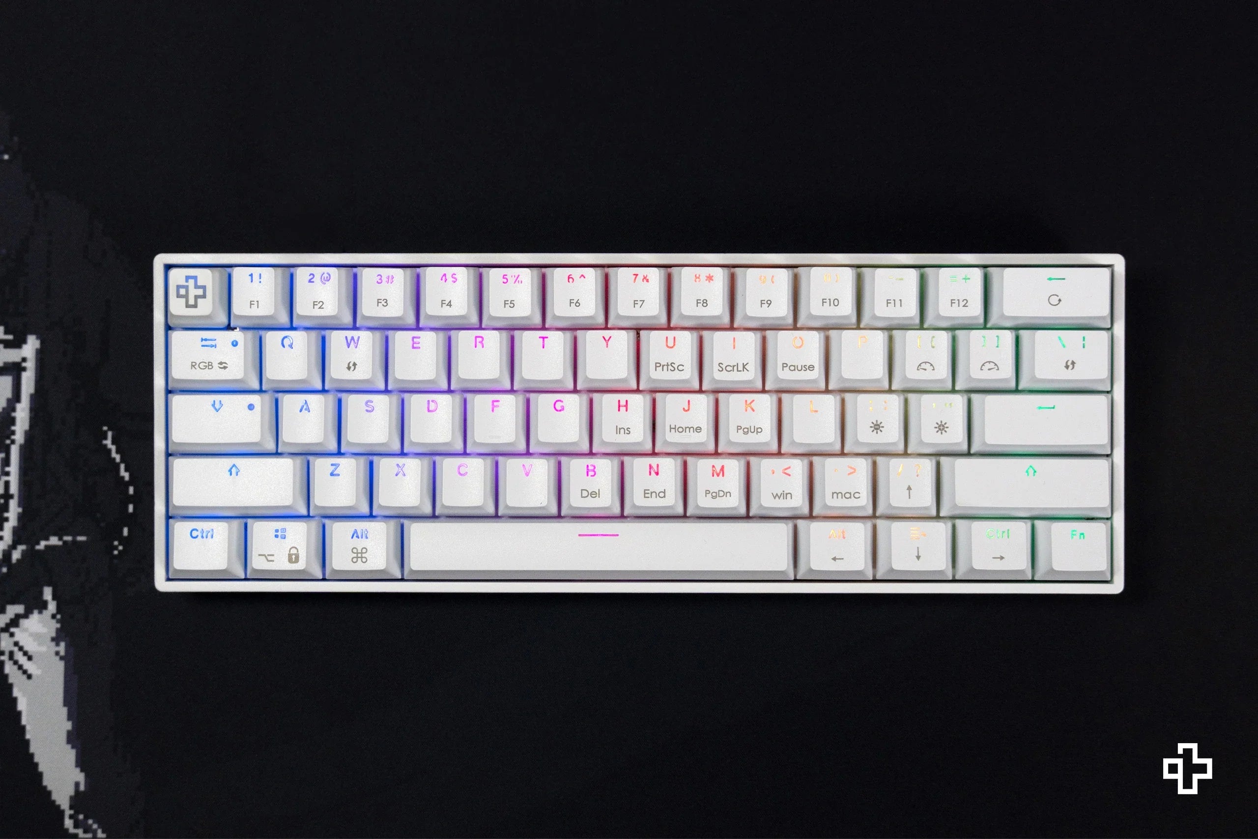 QwertyKey H61 Split, biała - klawiatura mechaniczna gamingowa, Hotswap, RGB