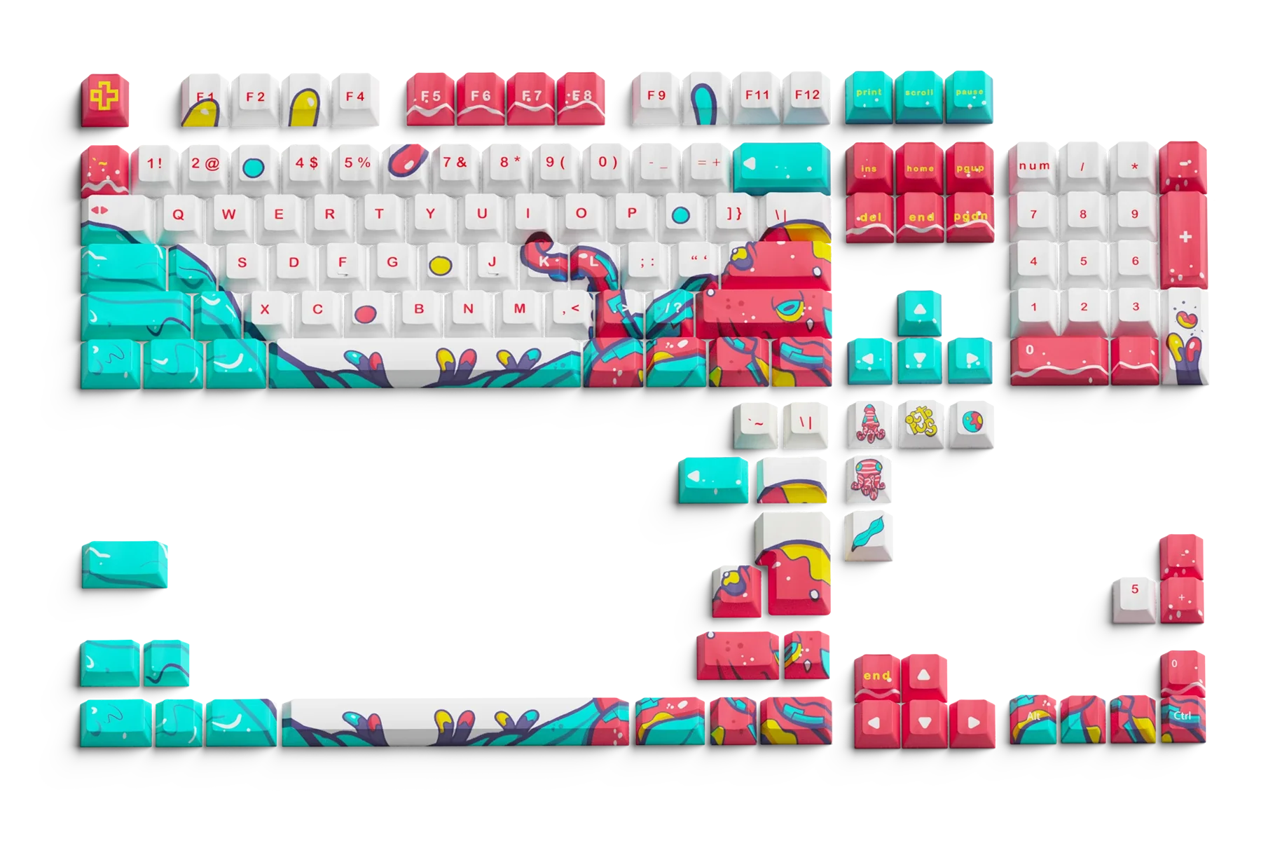 Zestaw keycapów QwertyKey Octopus biały profil OEM materiał PBT