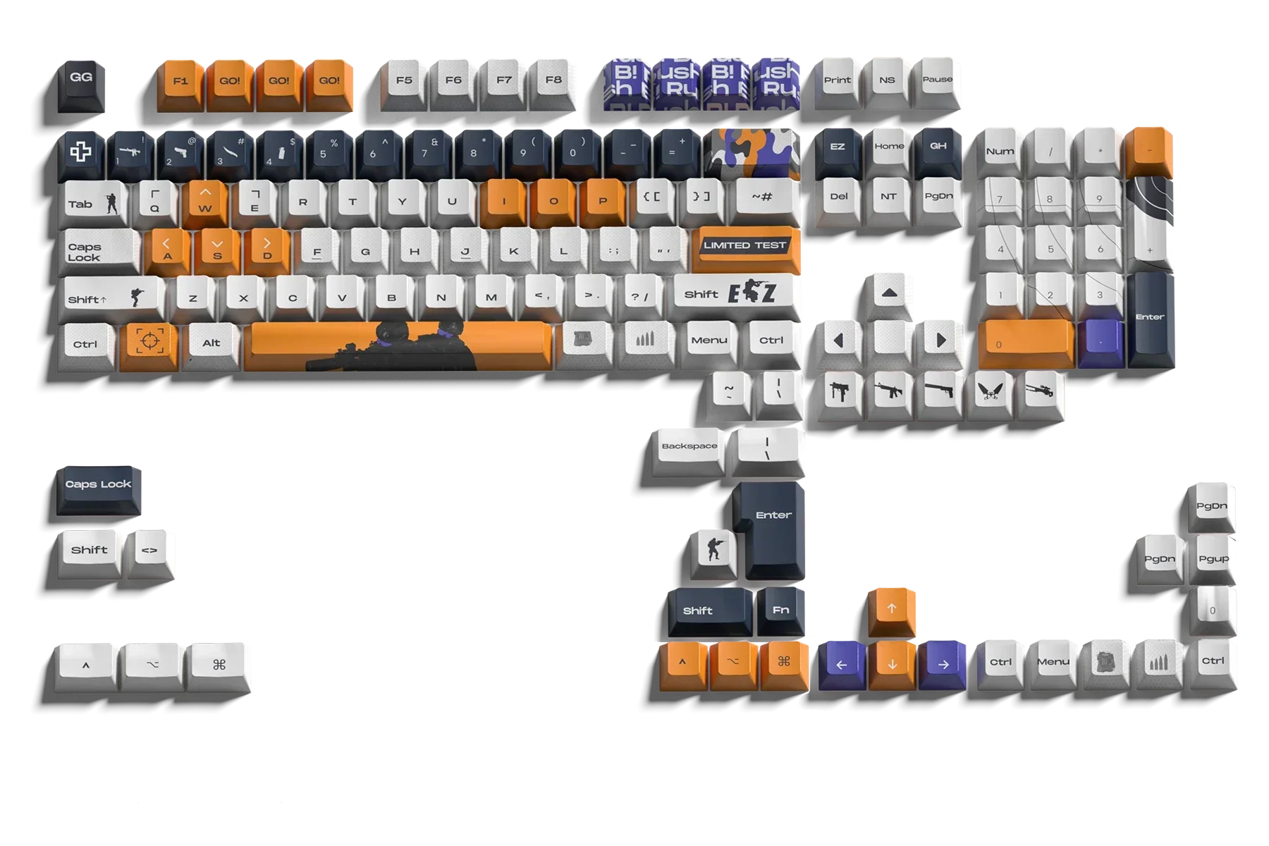 Zestaw keycapów QwertyKey CS Dye Sub, profil Cherry