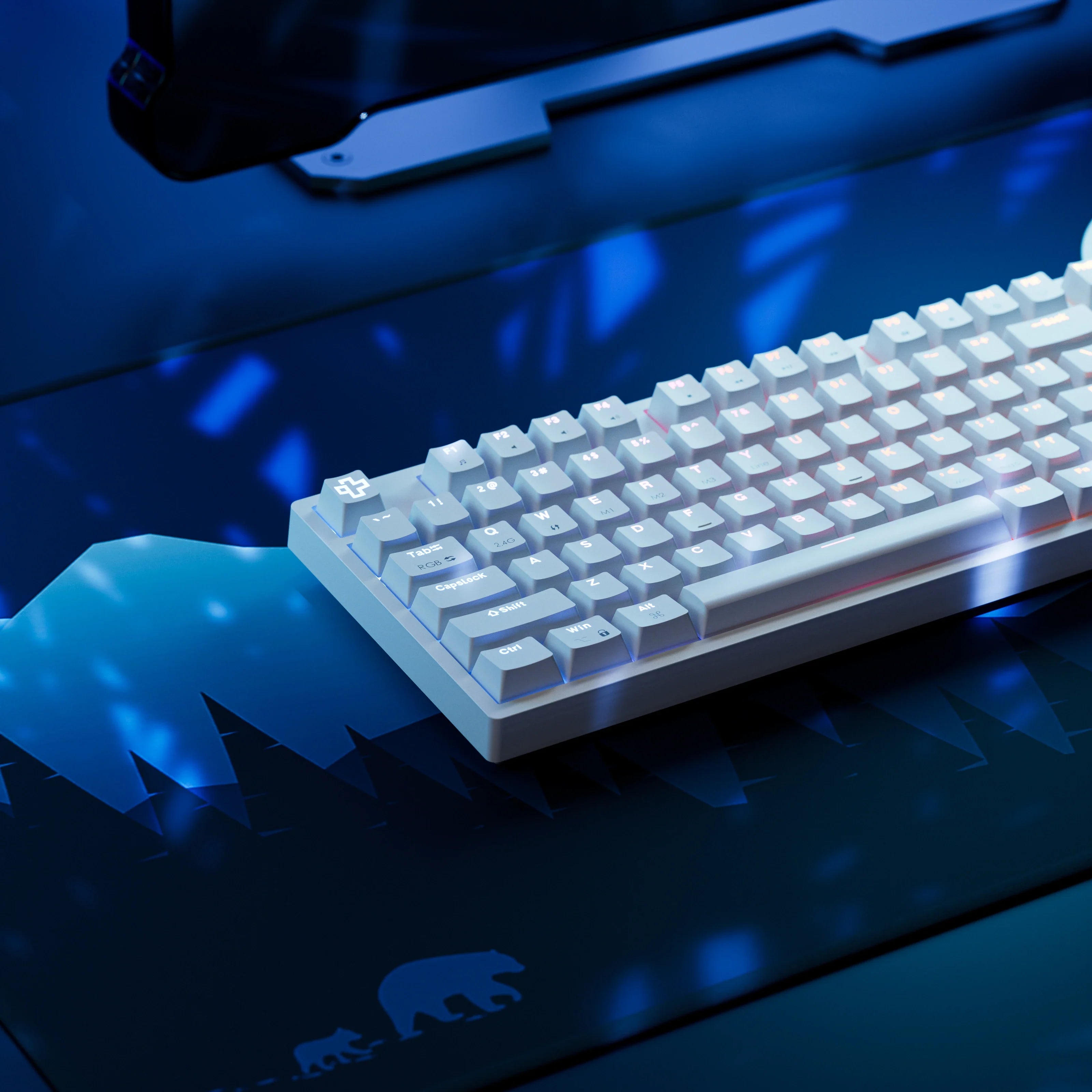 QwertyKey H100, biała - bezprzewodowa klawiatura mechaniczna gamingowa, Hotswap, RGB