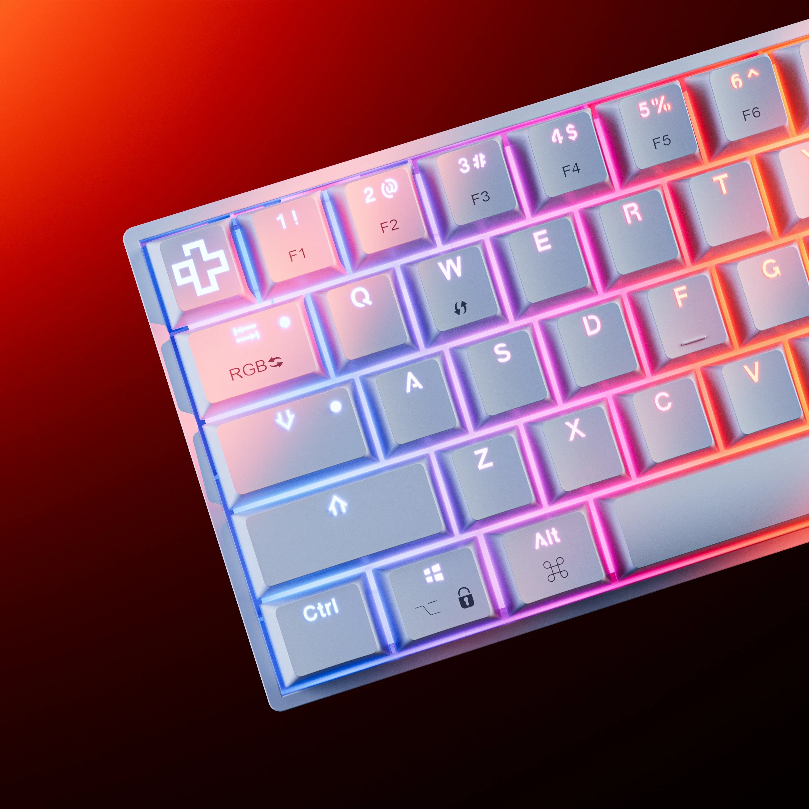 QwertyKey H61 Split, biała - klawiatura mechaniczna gamingowa, Hotswap, RGB