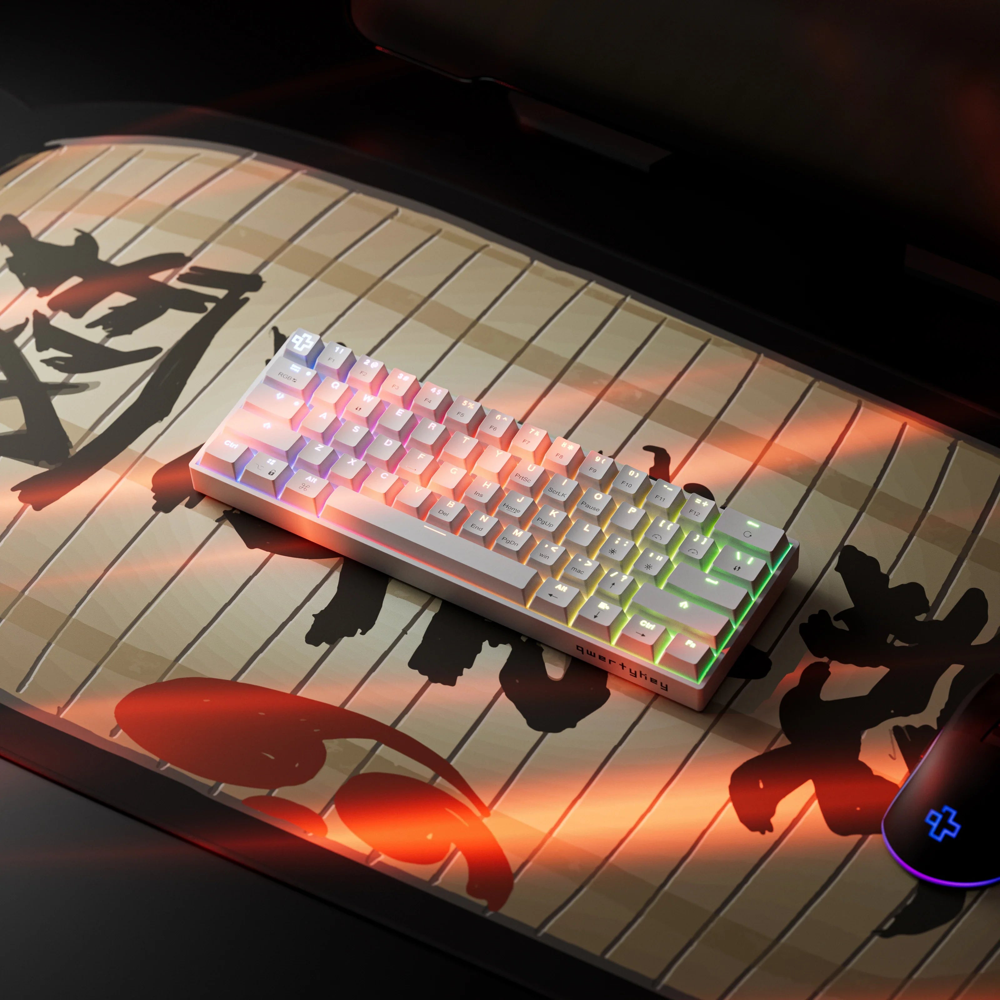 QwertyKey H61 Split, biała - klawiatura mechaniczna gamingowa, Hotswap, RGB