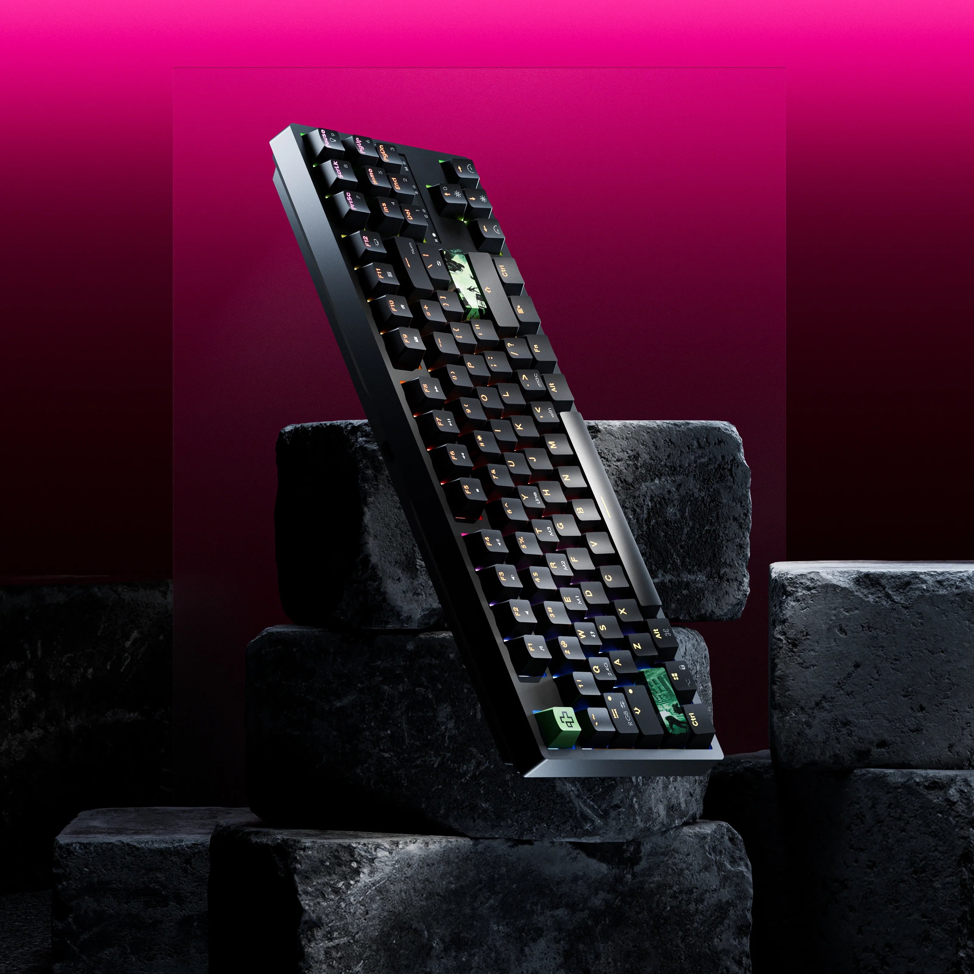 QwertyKey H87, czarna - bezprzewodowa klawiatura mechaniczna gamingowa, Hotswap, RGB
