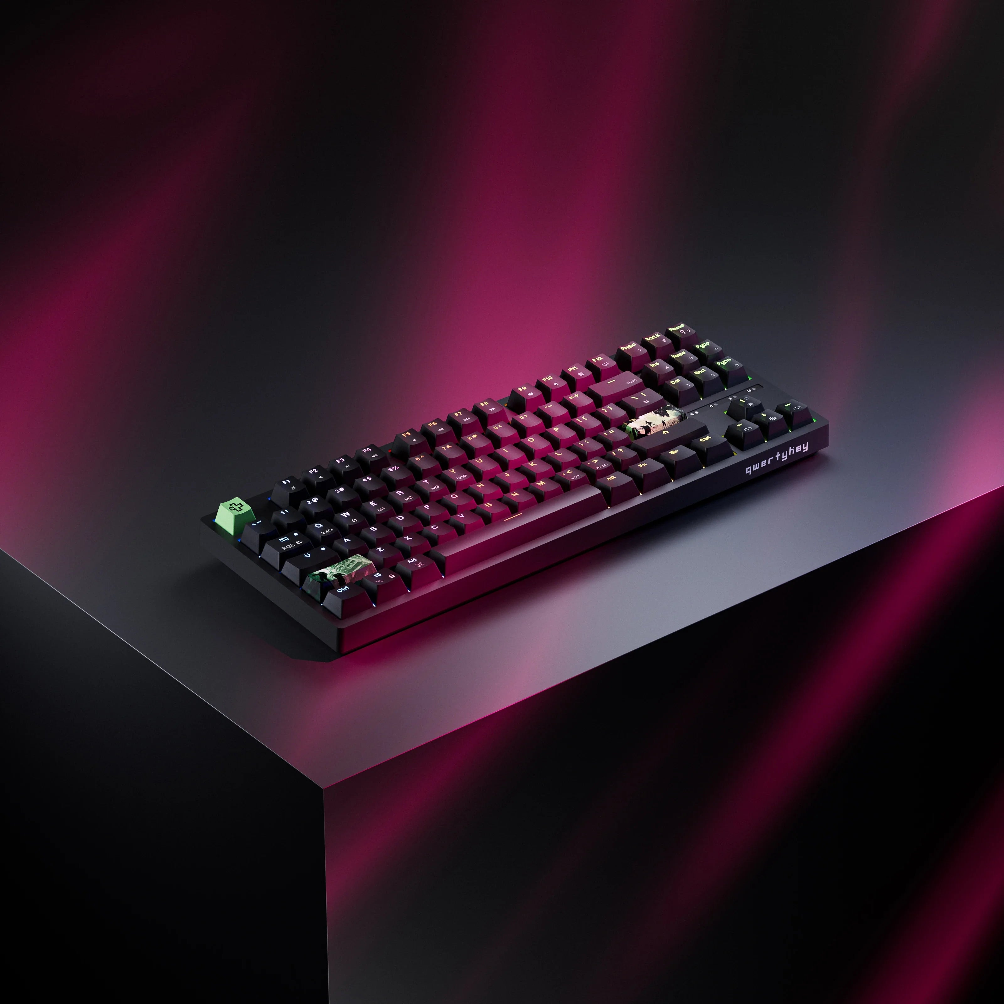 QwertyKey H87, czarna - bezprzewodowa klawiatura mechaniczna gamingowa, Hotswap, RGB