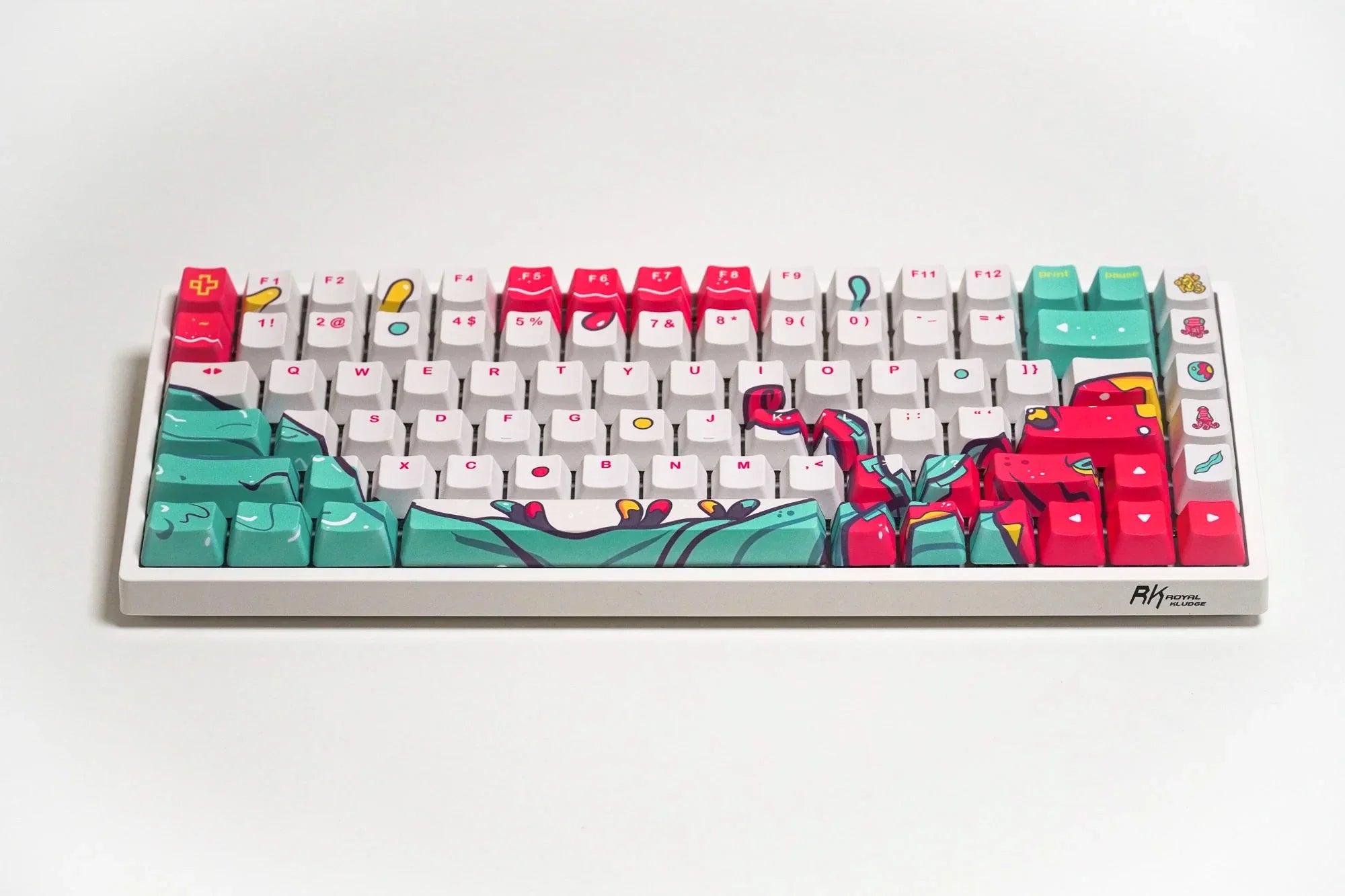 Zestaw keycapów QwertyKey Octopus biały profil OEM materiał PBT