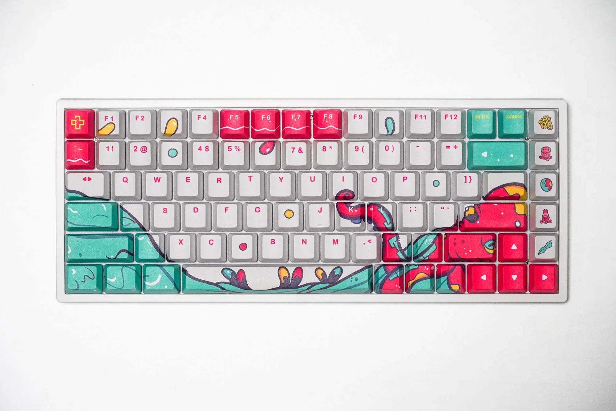 Zestaw keycapów QwertyKey Octopus biały profil OEM materiał PBT