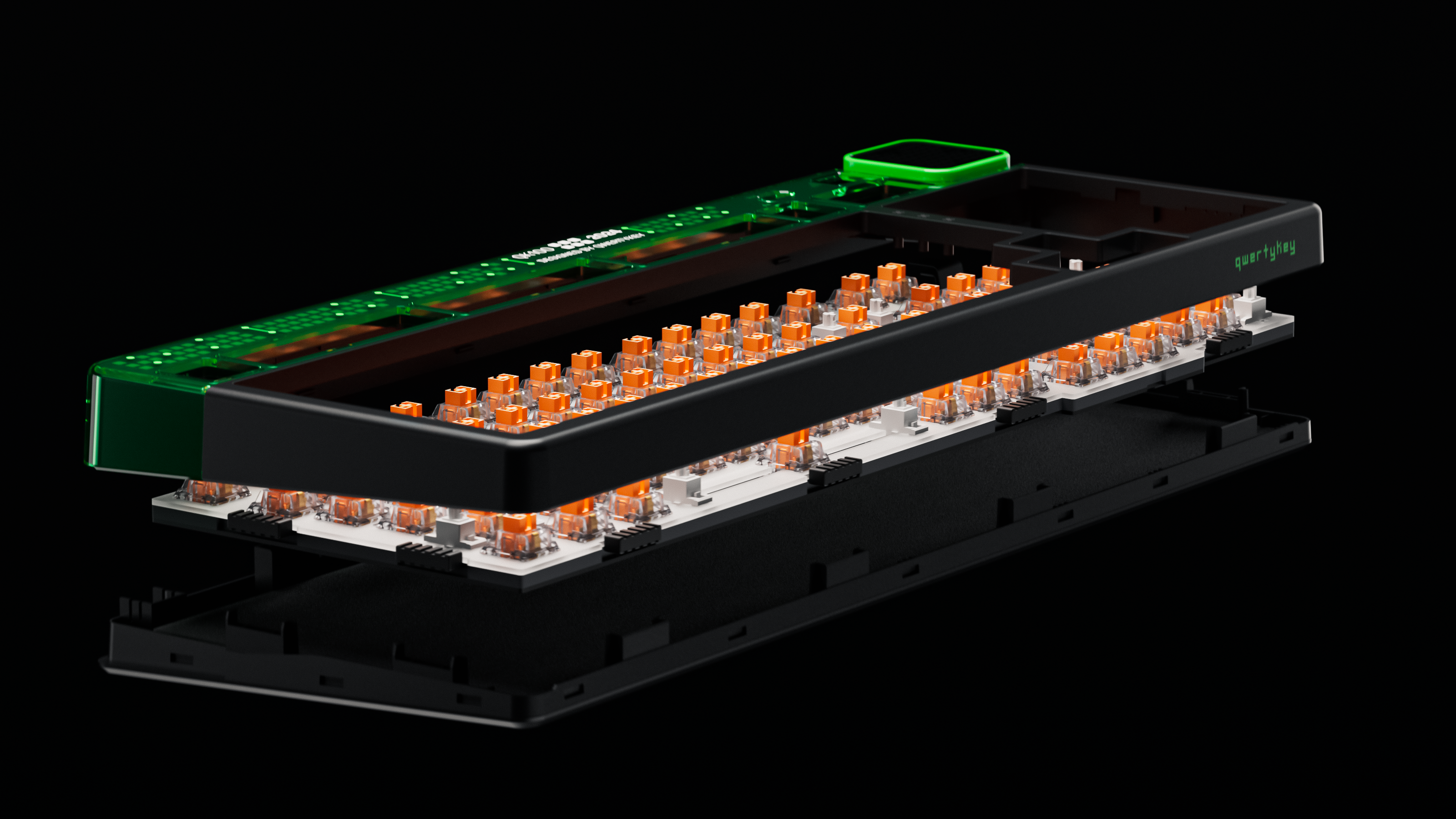 QwertyKey100 Matrix - bezprzewodowa klawiatura mechaniczna gamingowa, Hotswap, RGB, gasket mount, z ekranem