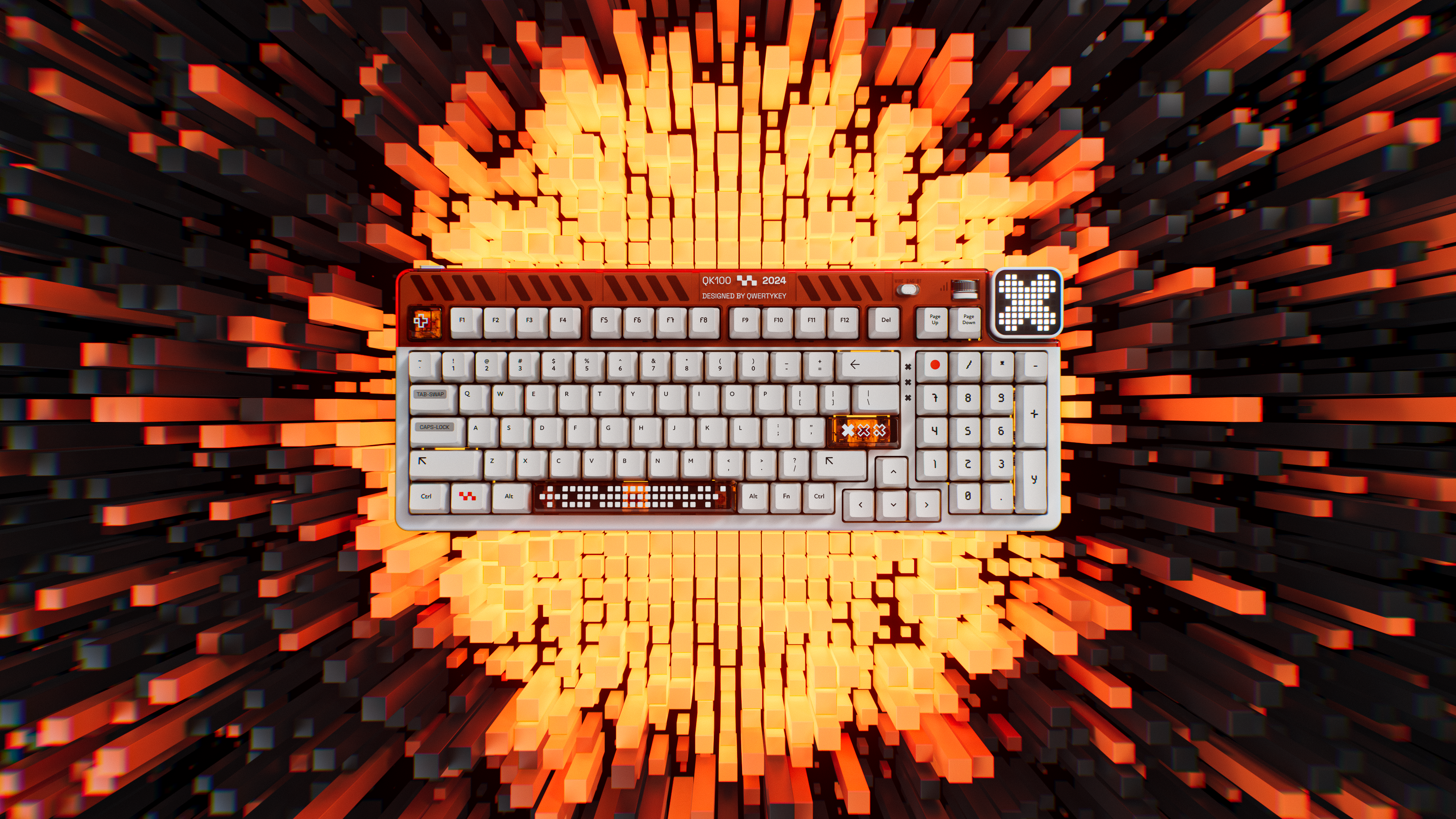 QwertyKey100 Apex - bezprzewodowa klawiatura mechaniczna gamingowa, Hotswap, RGB, gasket mount, z ekranem