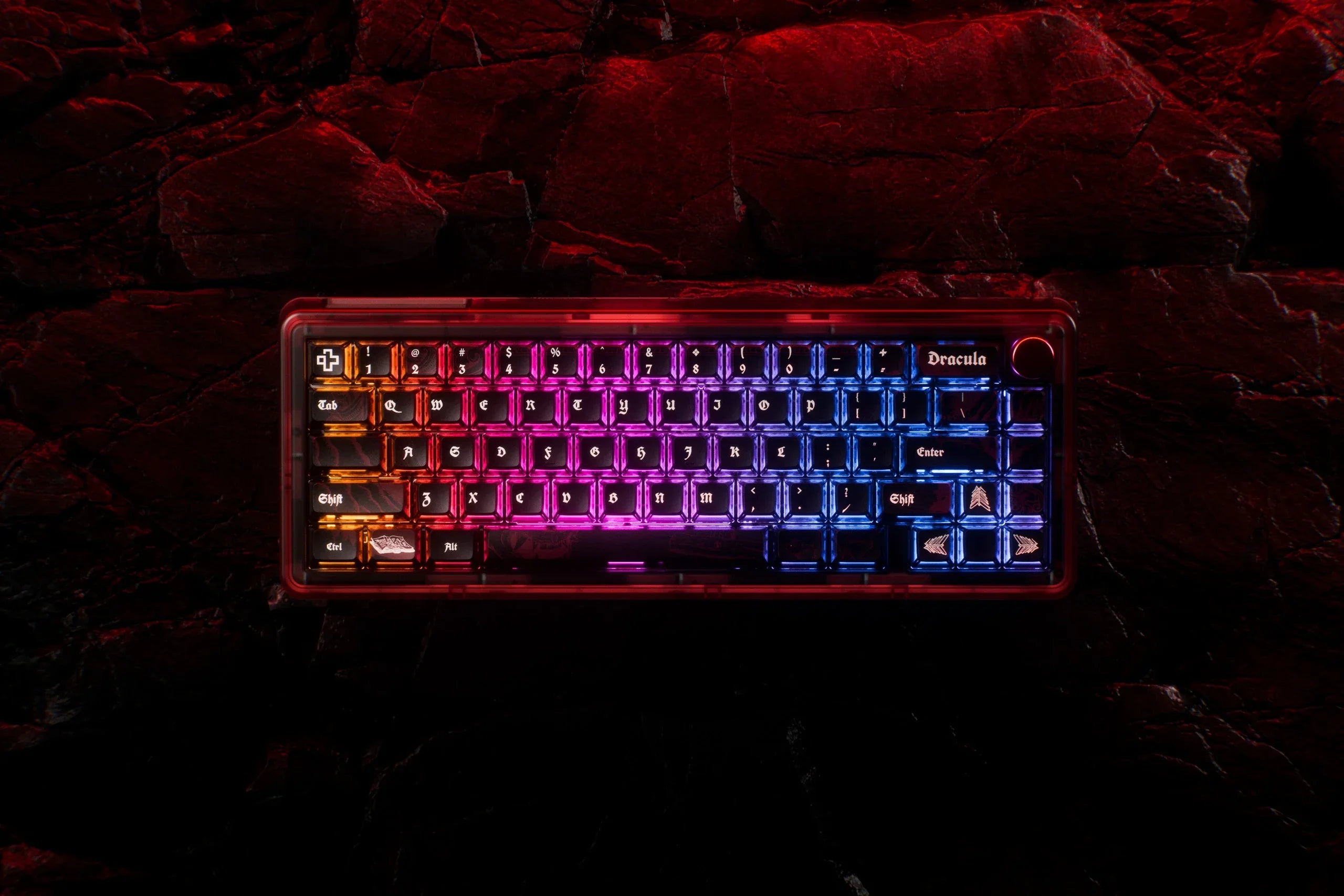 QwertyKey65 Pro Dracula - bezprzewodowa klawiatura mechaniczna gamingowa, Hotswap, RGB, VIA