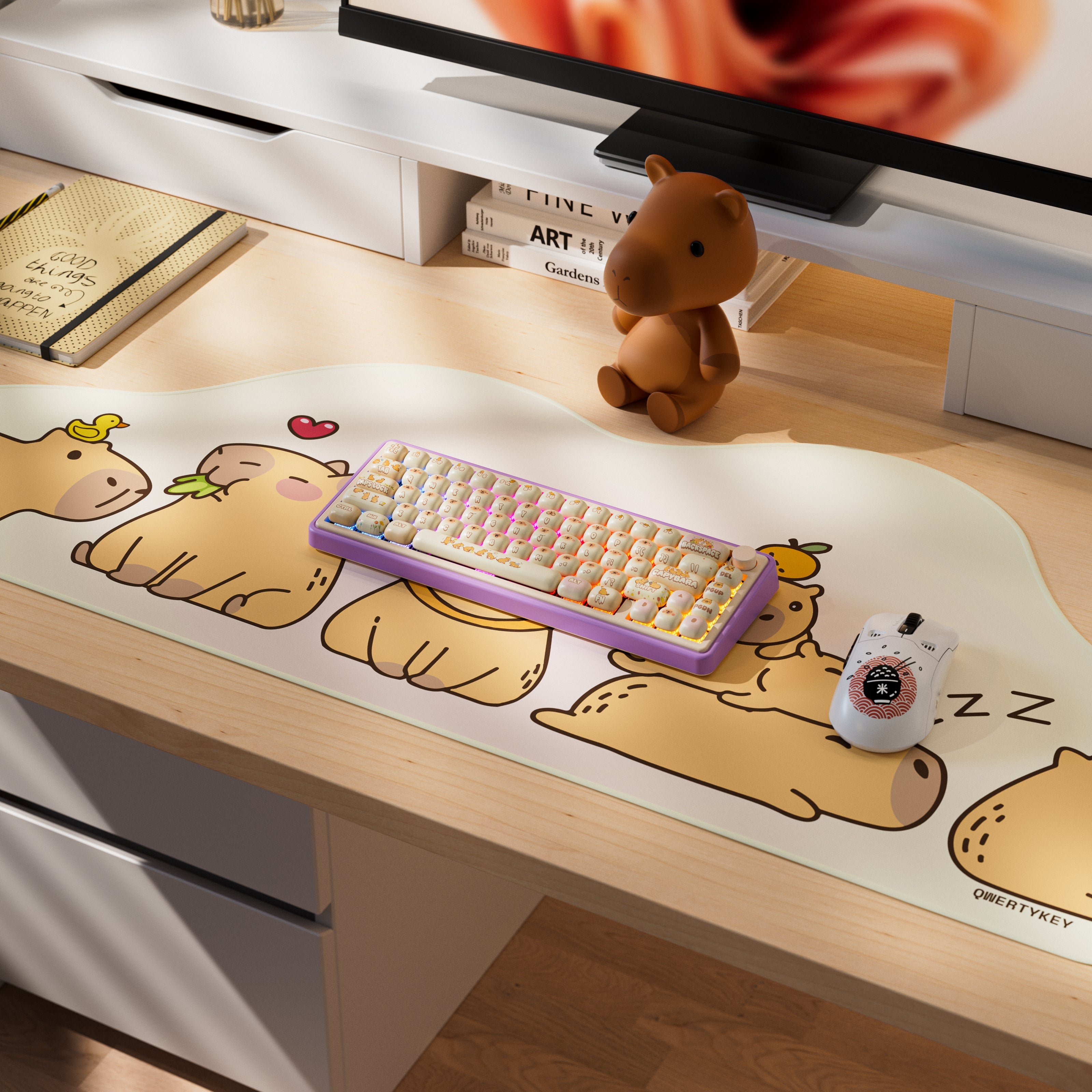 QwertyKey65 Pro Capybara edycja limitowana VIA - bezprzewodowa klawiatura mechaniczna gamingowa, Hotswap, RGB