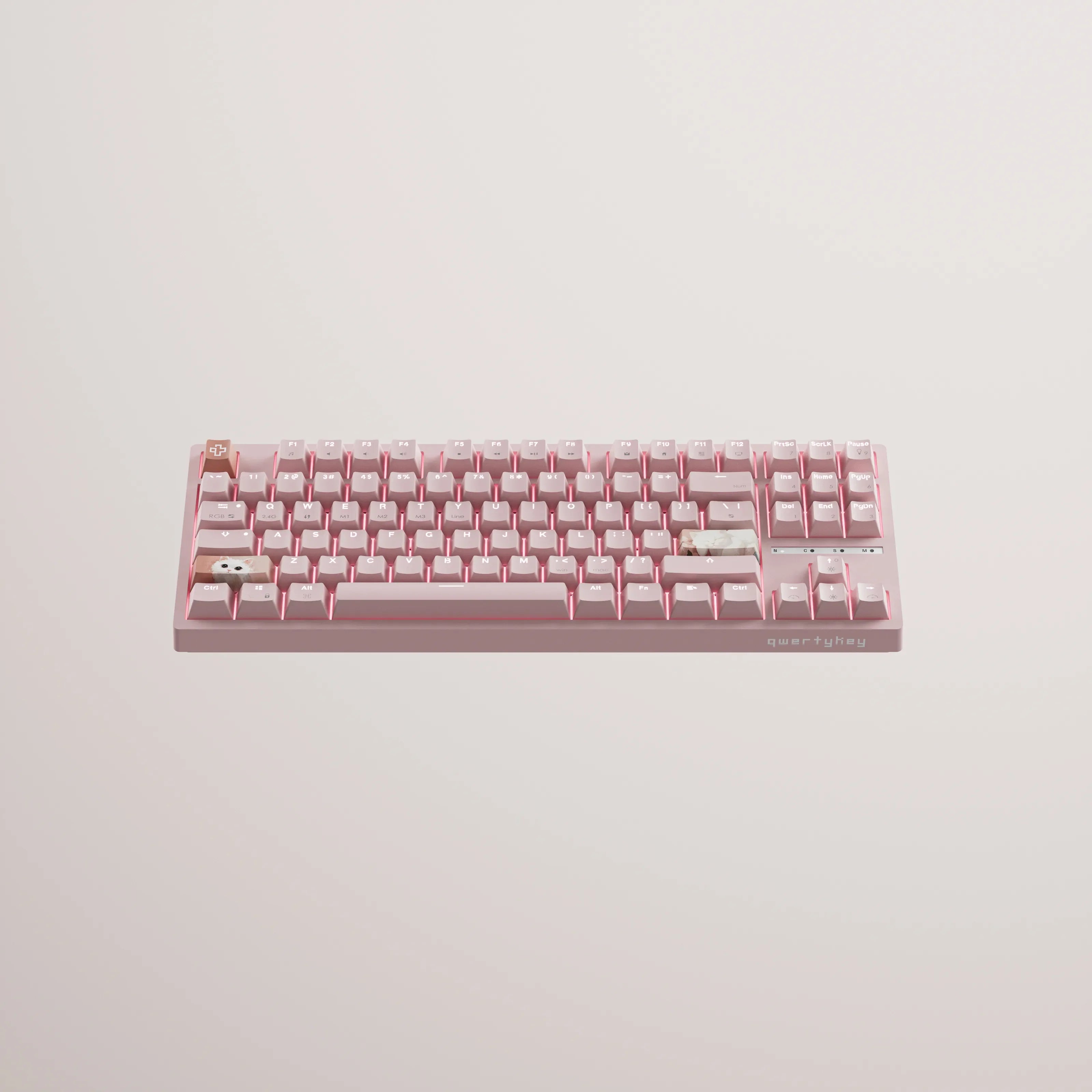 QwertyKey H87, różowa - bezprzewodowa klawiatura mechaniczna gamingowa, Hotswap, RGB