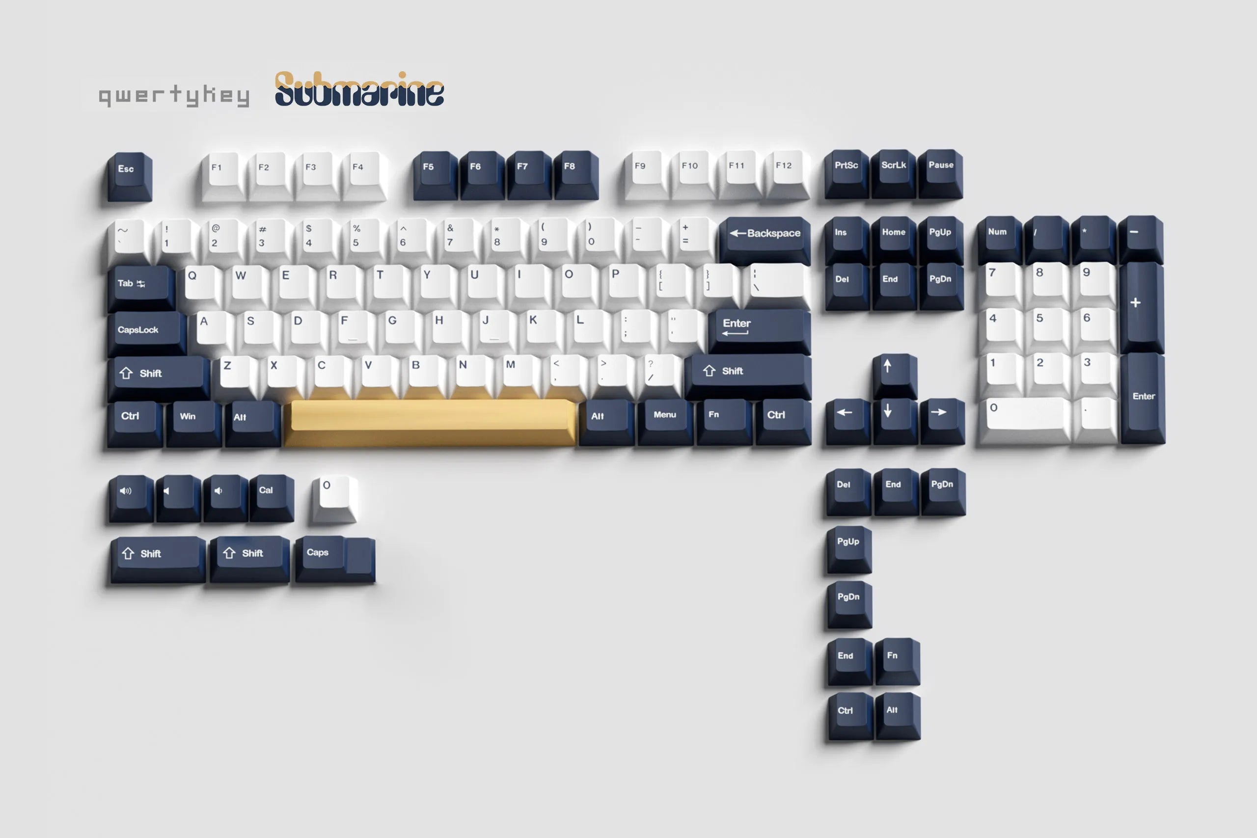 Zestaw keycapów QWERTY Submarine profil Cherry PBT Double Shot