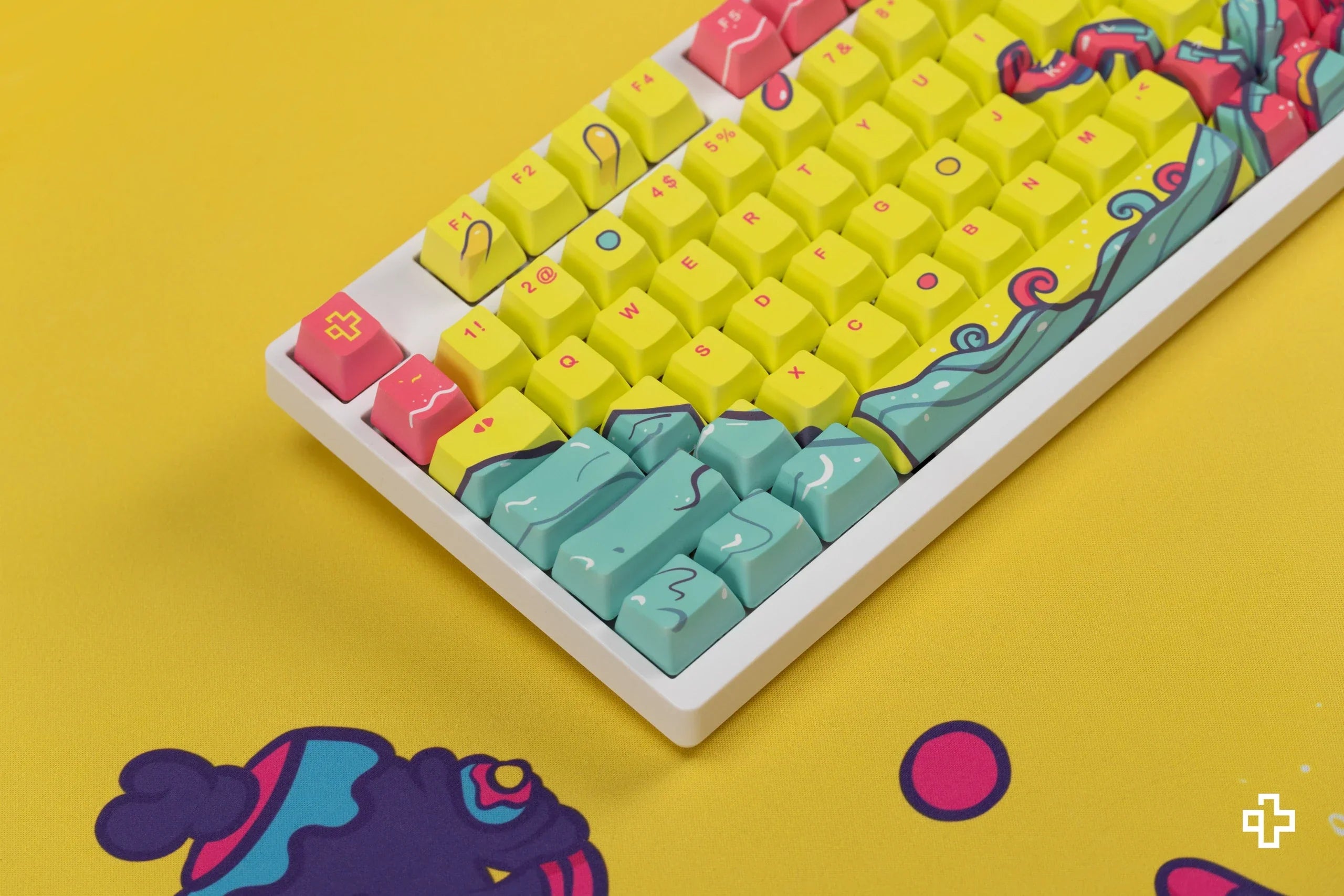 Zestaw keycapów QwertyKey Octopus żółty profil OEM materiał PBT