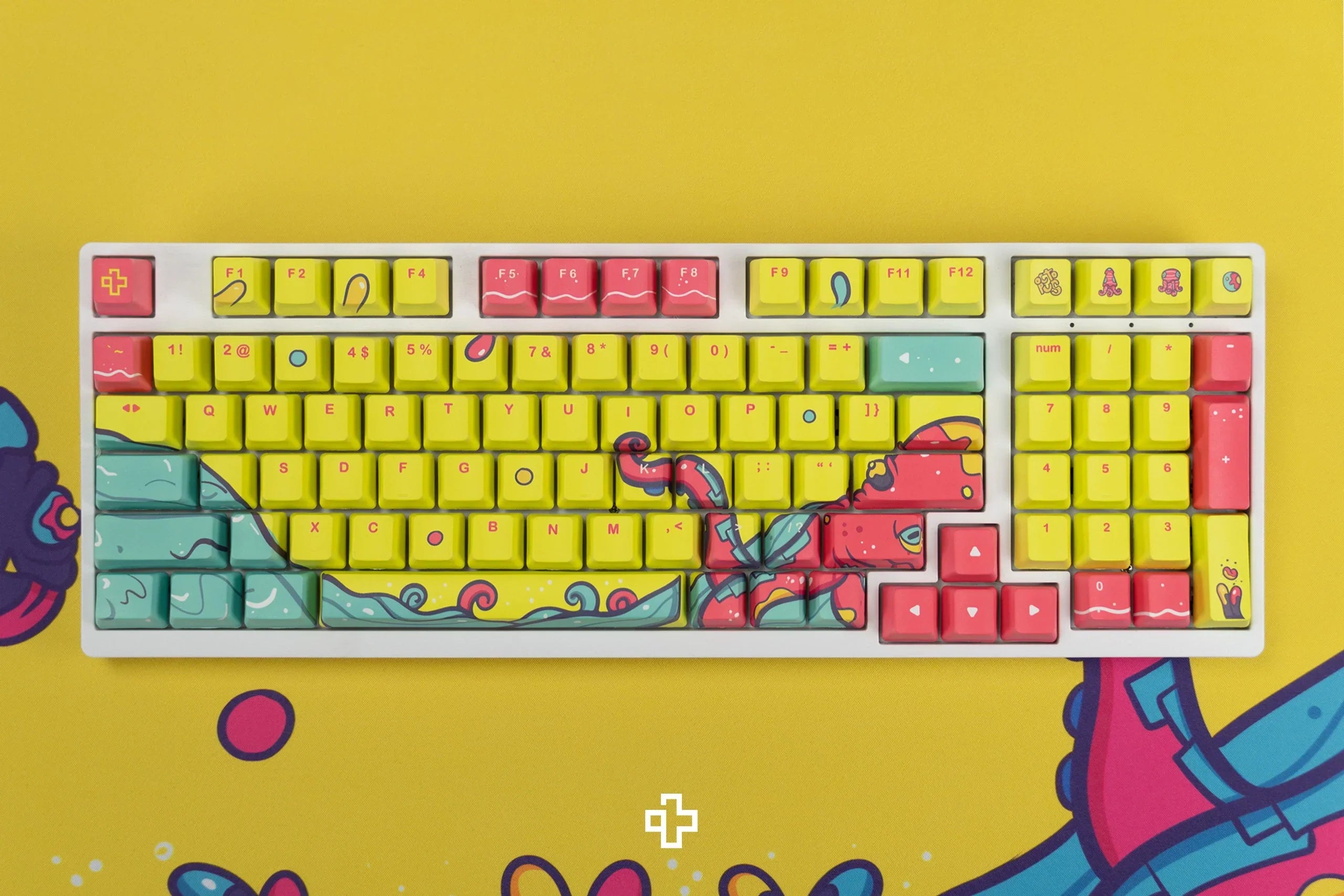 Zestaw keycapów QwertyKey Octopus żółty profil OEM materiał PBT