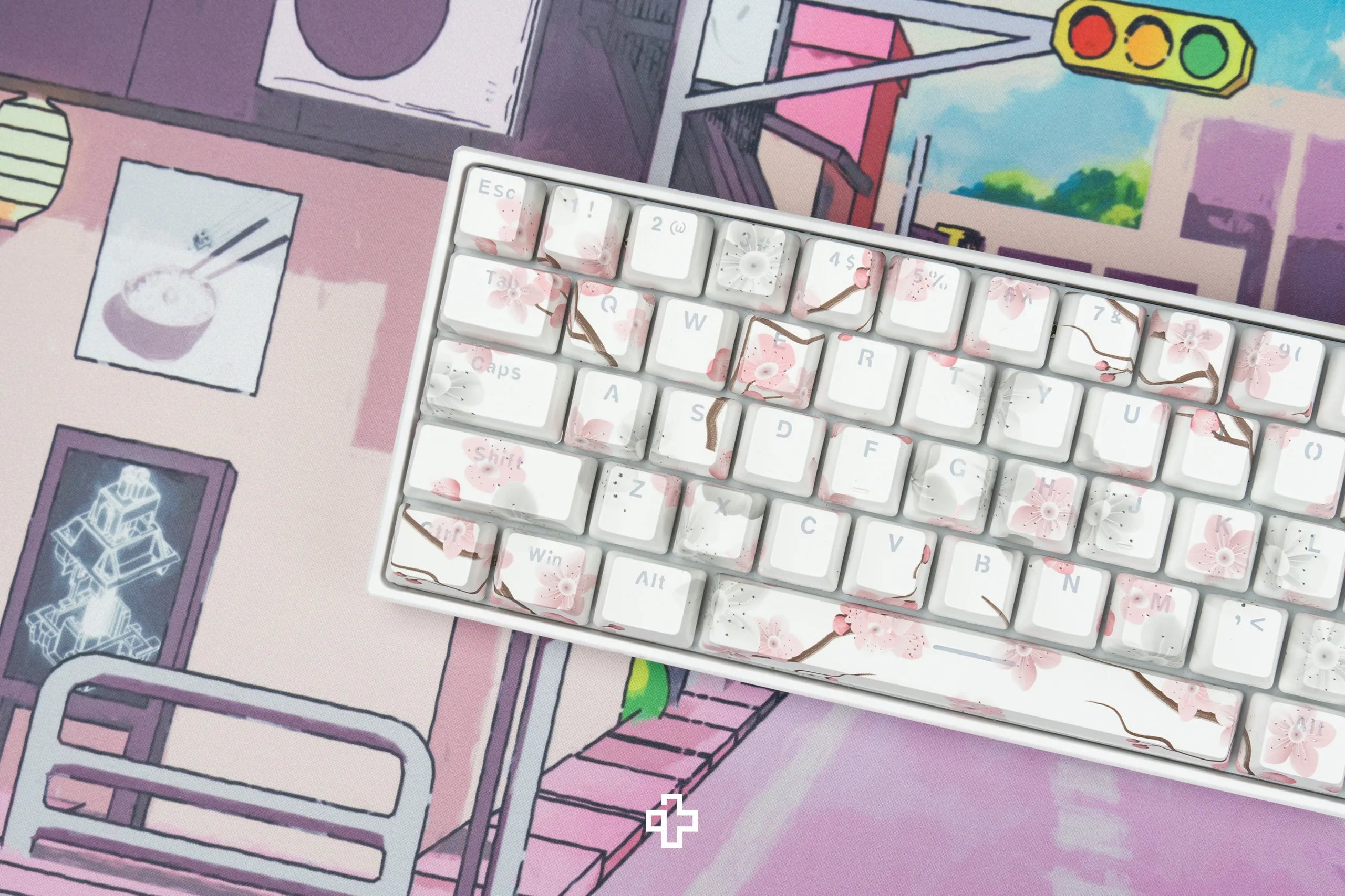 Zestaw keycapów Sakura prześwitujące profil OEM materiał ABS double shot