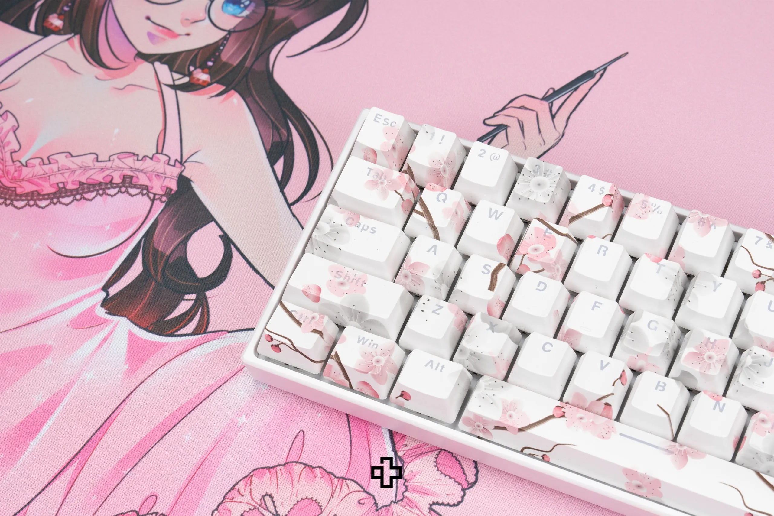 Zestaw keycapów Sakura prześwitujące profil OEM materiał ABS double shot