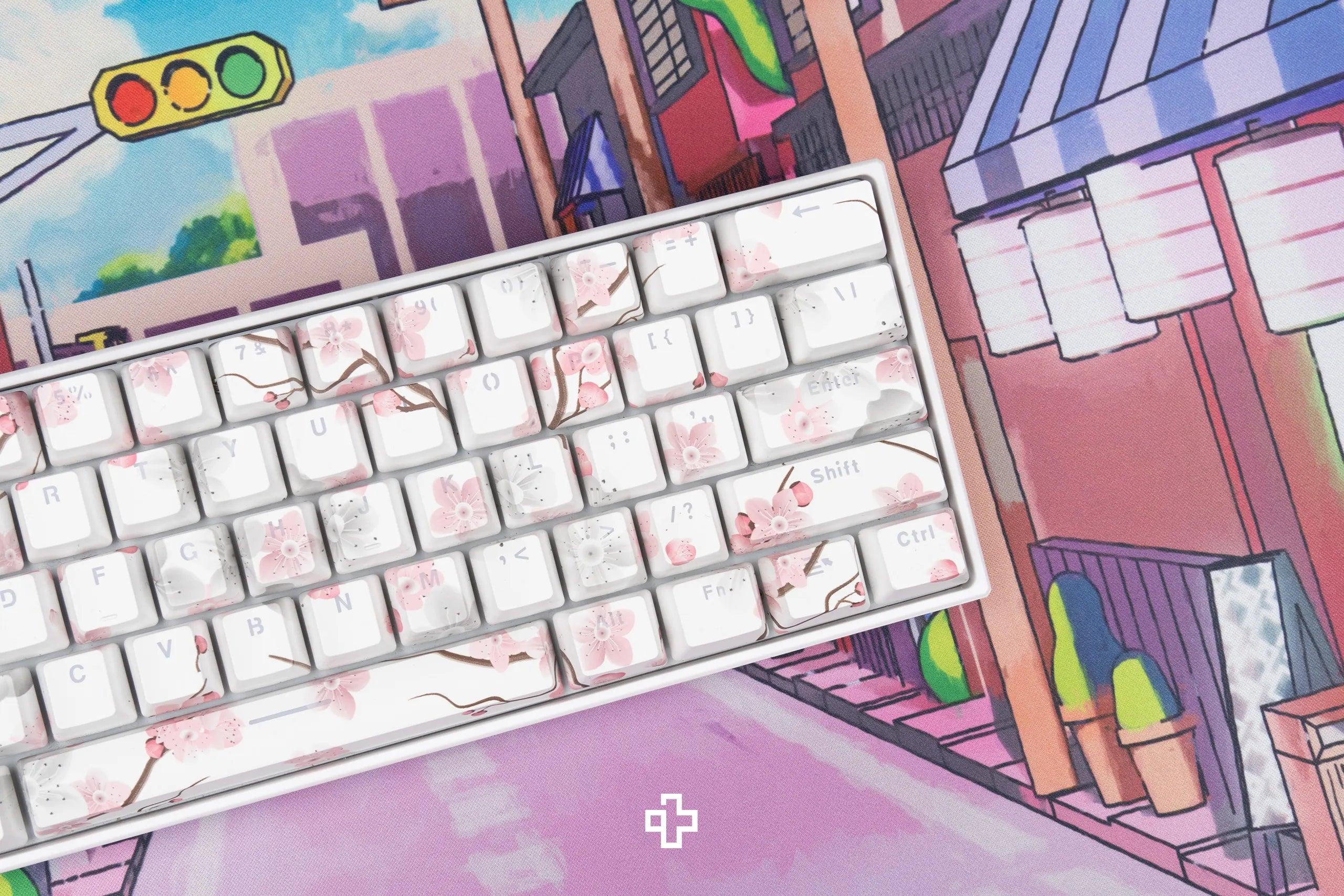 Zestaw keycapów Sakura prześwitujące profil OEM materiał ABS double shot