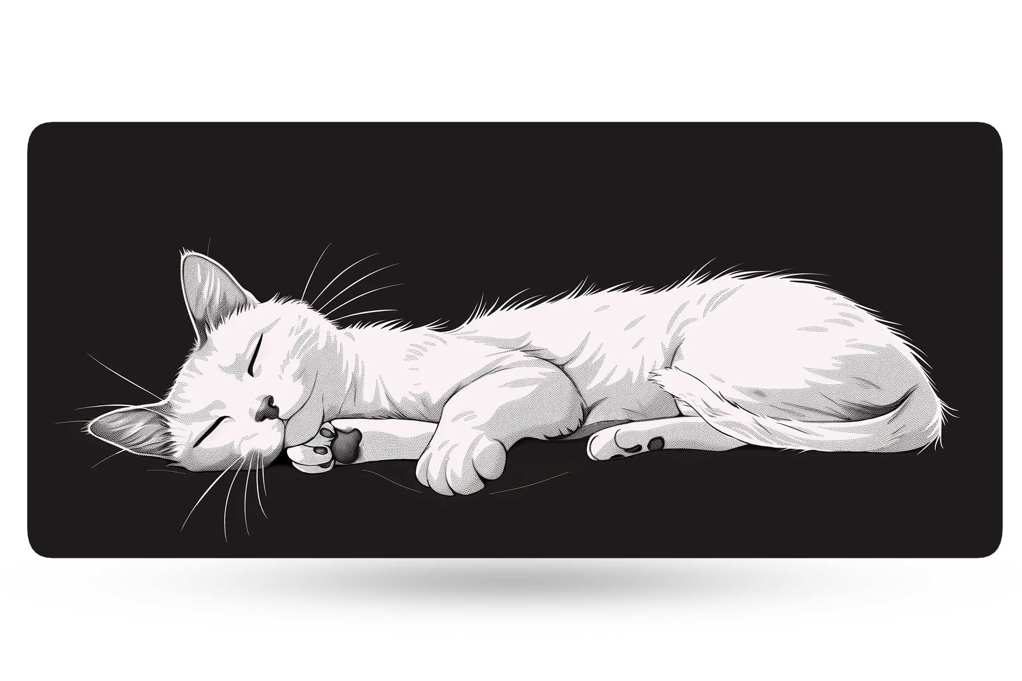 Deskmat / podkładka pod mysz QwertyKey czarna Cat 4 mm obszyte krawędzie