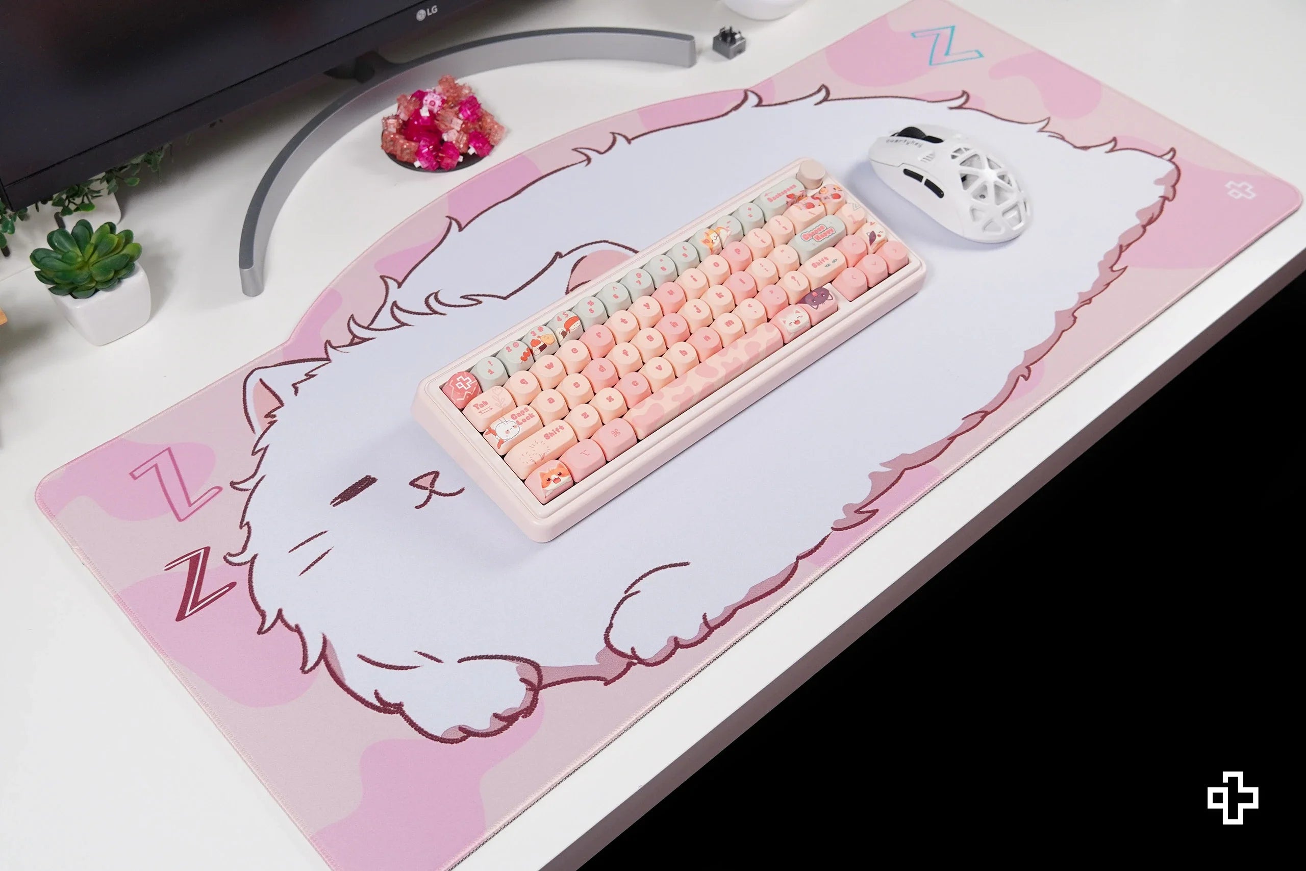Deskmat / podkładka pod mysz QwertyKey Bliss Cat 4 mm obszyte krawędzie