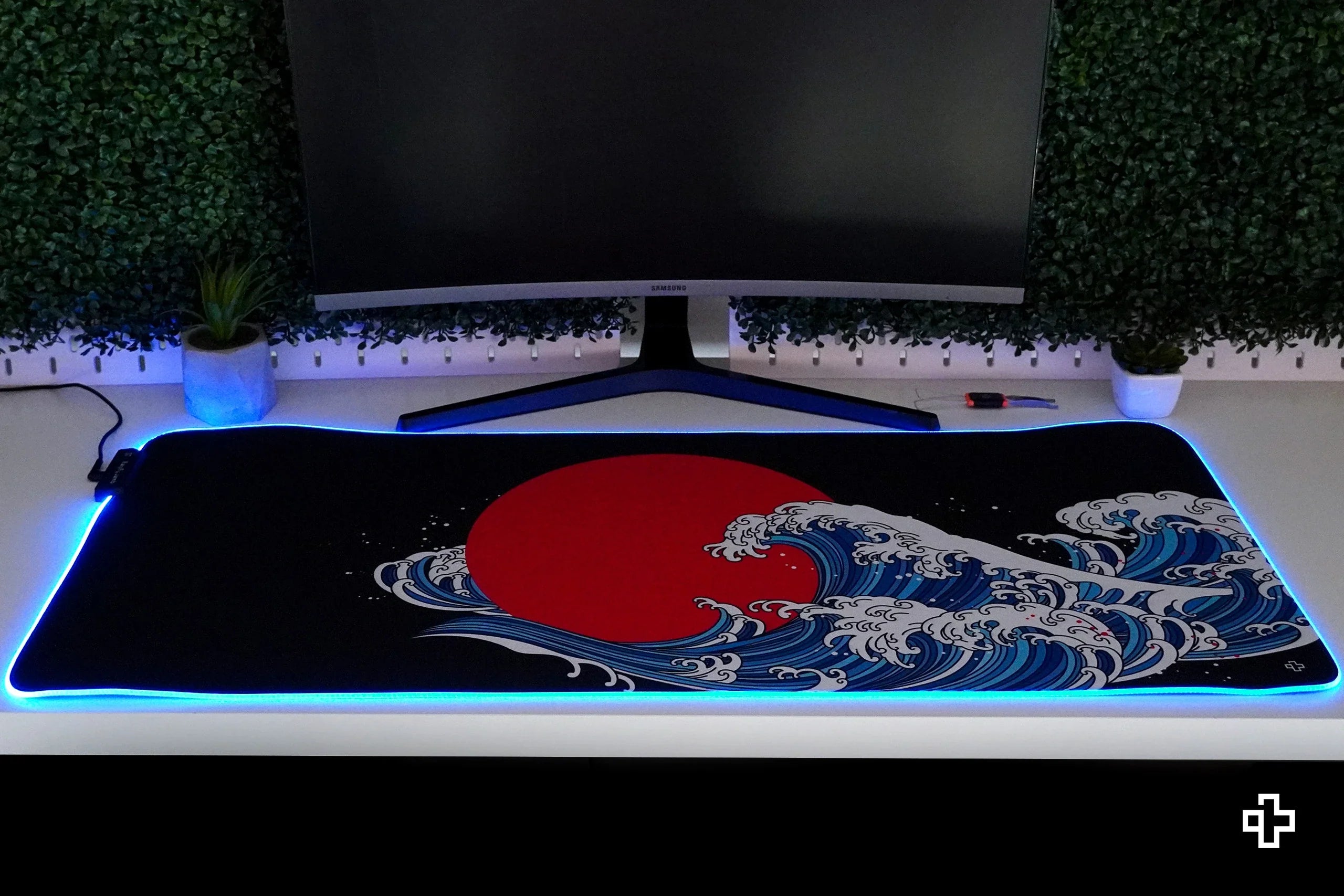 Deskmat / podkładka pod mysz QwertyKey RGB JapanWave 4 mm obszyte krawędzie